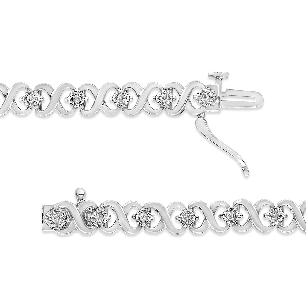 Bracciale a maglie infinito in argento sterling 925 con diamanti taglio rotondo da 1/3 ct (colore IJ, purezza I3) - Misura 7,25" - Friggin Jewelry