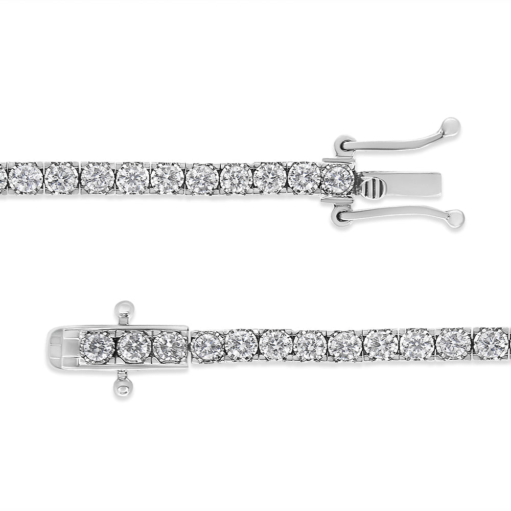 14K White Gold 3.0 Cttw Miracle Set Round-Cut Lab Grown Diamond Illusion 7" Tennis Bracelet (F-G Color, VS2-SI1 Clarity) - Friggin Jewelry