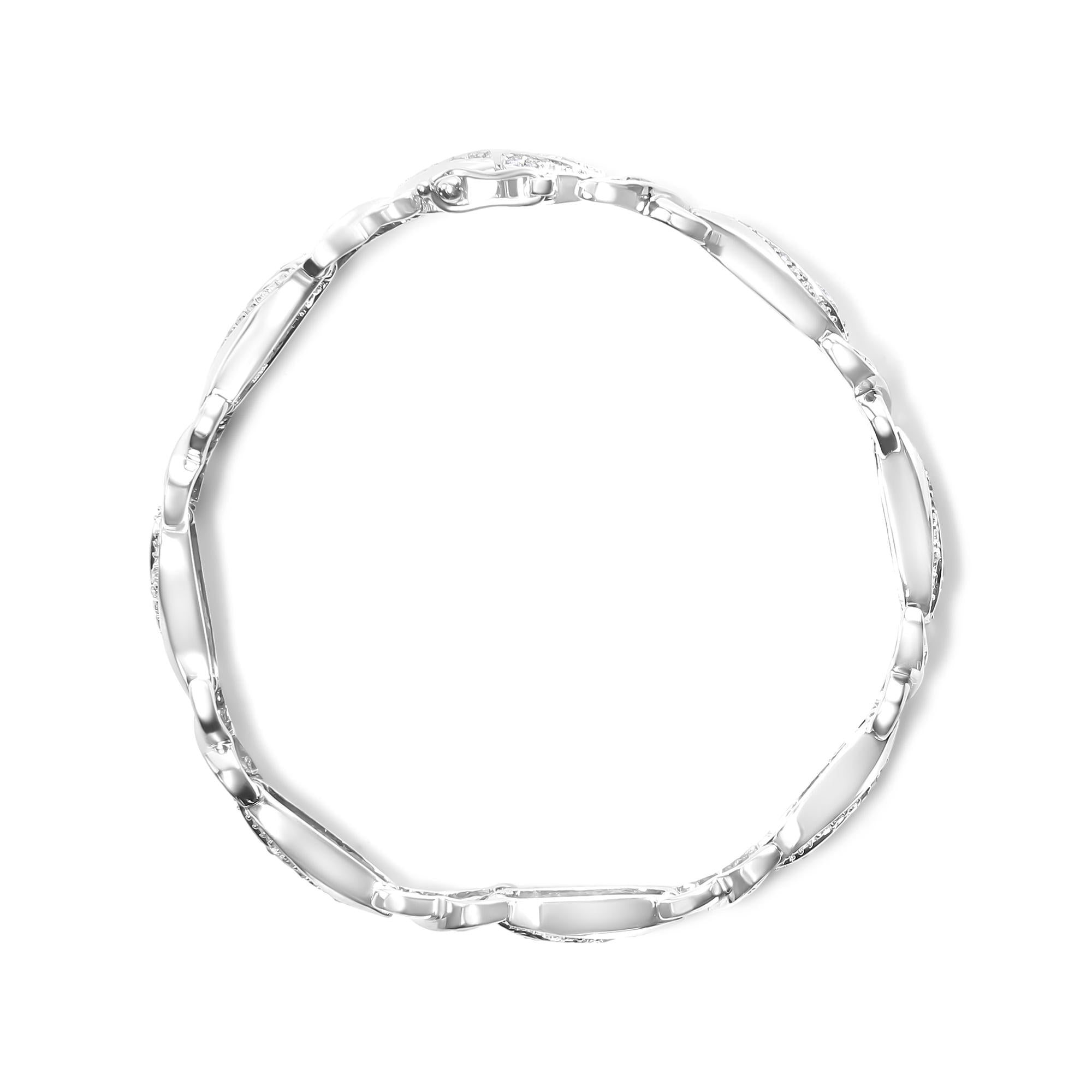 .925 Sterling Silver 1 3/4 Cttw Diamond Wave and X Link Tennis Bracelet (I-J Color, I3 Clarity) - 7" - Friggin Jewelry