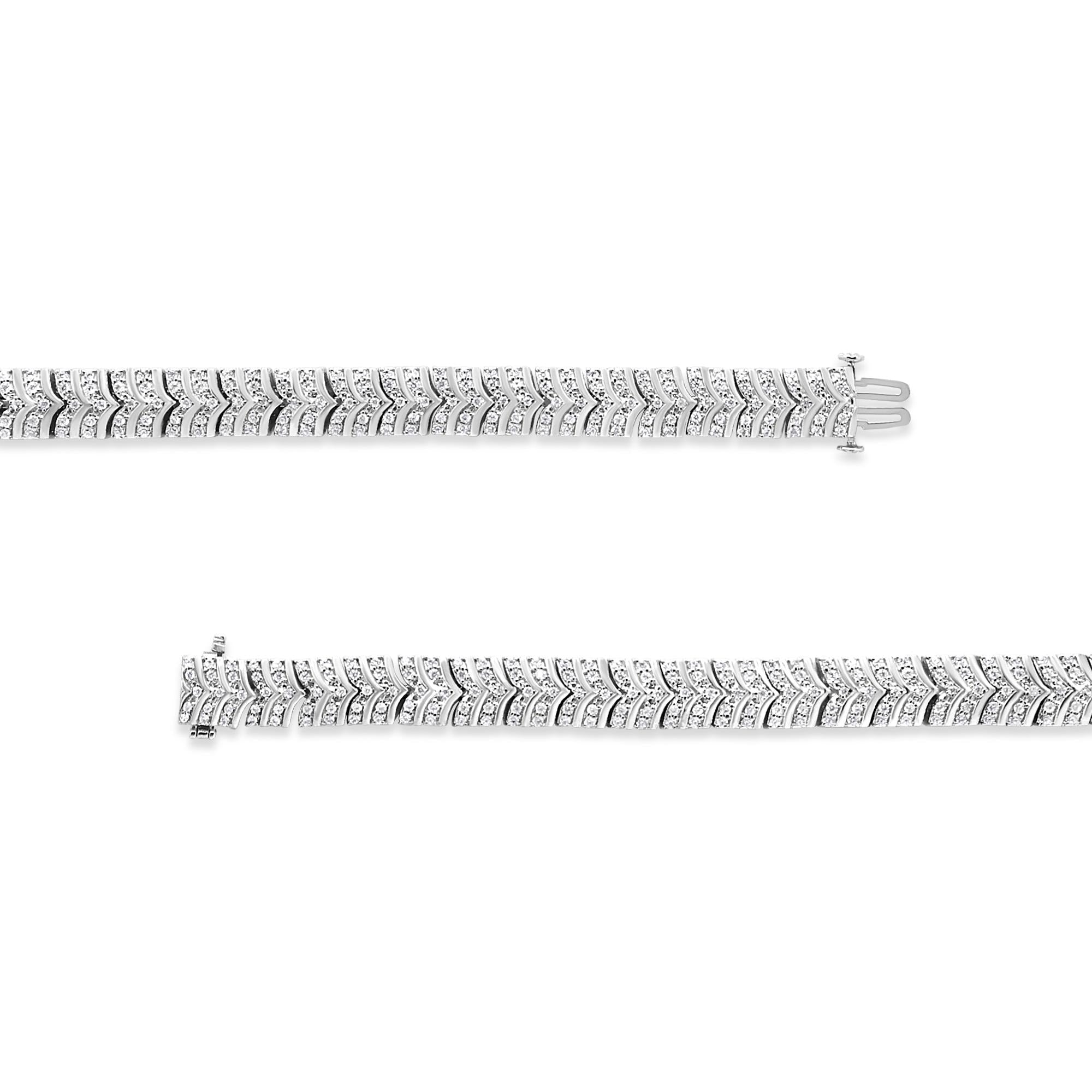 Bracciale a maglie a zig zag in argento sterling 925 con diamanti da 3,00 ct (purezza I2-I3, colore IJ) - Misura 7,25" - Friggin Jewelry