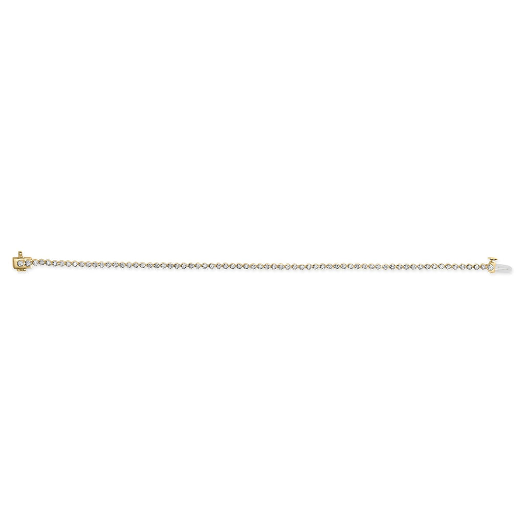 Pulsera clásica de tenis de plata de ley chapada en oro amarillo de 10 quilates con diamantes de 2,0 quilates - 18,3 cm - Friggin Jewelry
