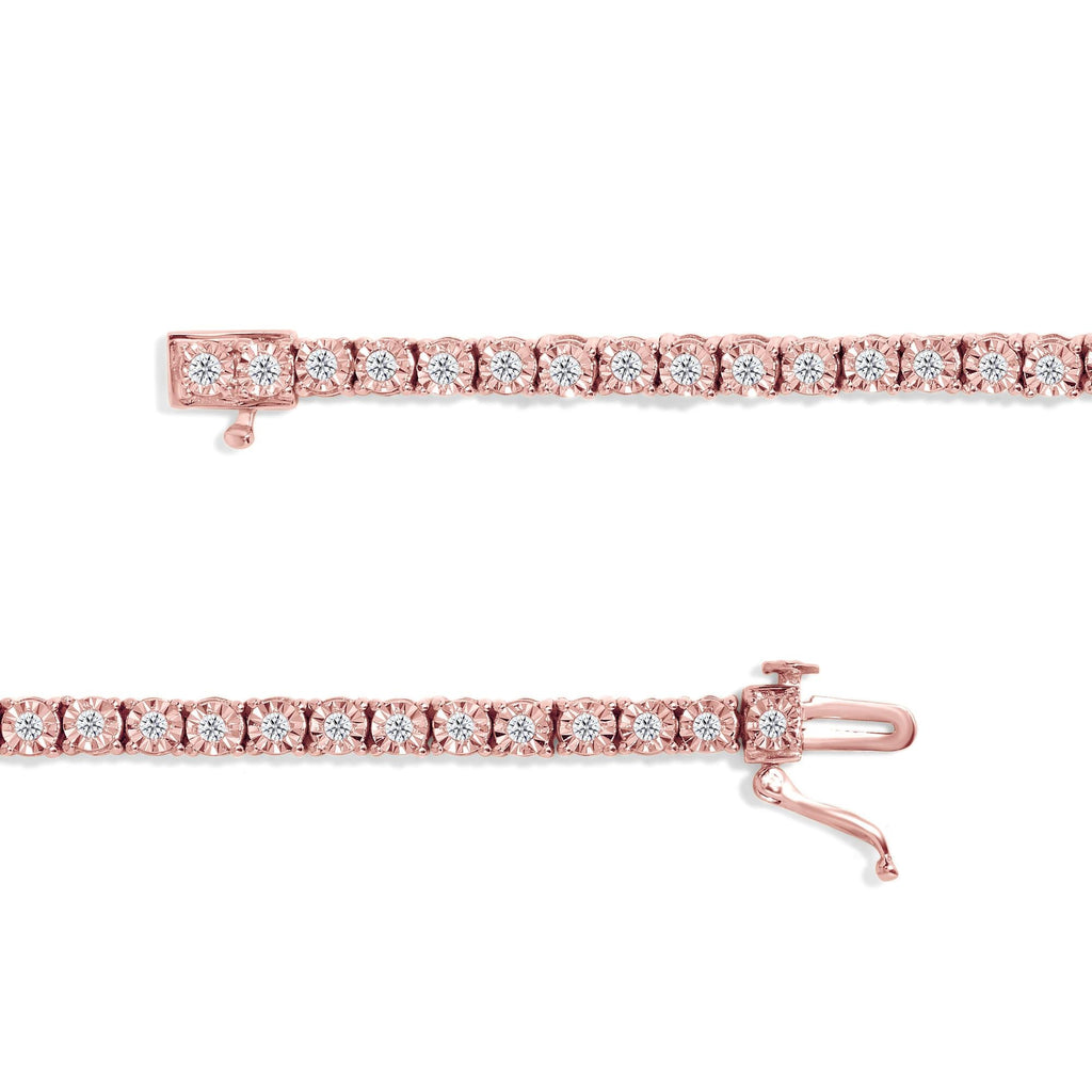 Bracciale tennis in argento sterling 925 con diamanti taglio brillante da 1,0 ct e montatura a sfaccettato (colore IJ, purezza I3) - Friggin Jewelry