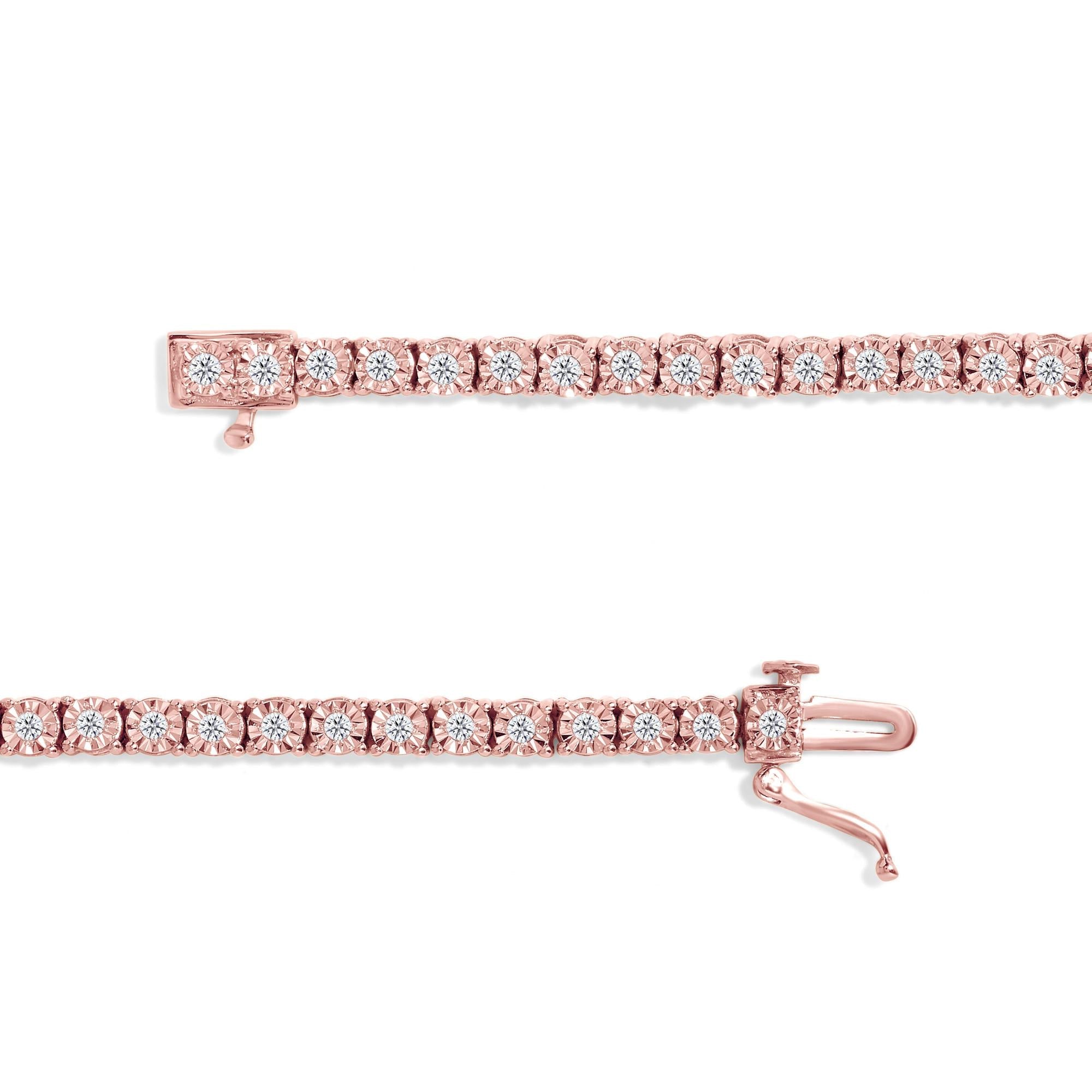 Bracciale tennis in argento sterling 925 con diamanti taglio brillante da 1,0 ct e montatura a sfaccettato (colore IJ, purezza I3) - Friggin Jewelry