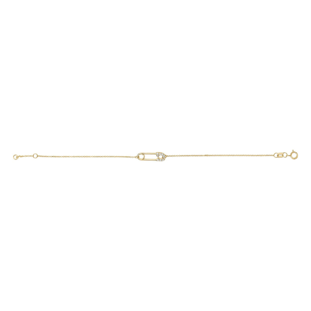 Pulsera de eslabones ajustables con dije de clip de diamante de 1/10 quilates en oro amarillo de 10 quilates (color JJ, claridad I1-I2) - 7,25 pulgadas - Friggin Jewelry