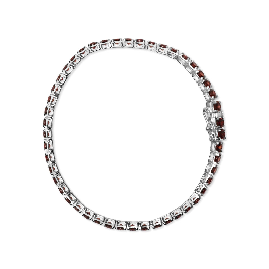 .925 Sterling Silver 10.0 Cttw Created Orange Garnet Tennis Bracelet - 7.25" - Friggin Jewelry