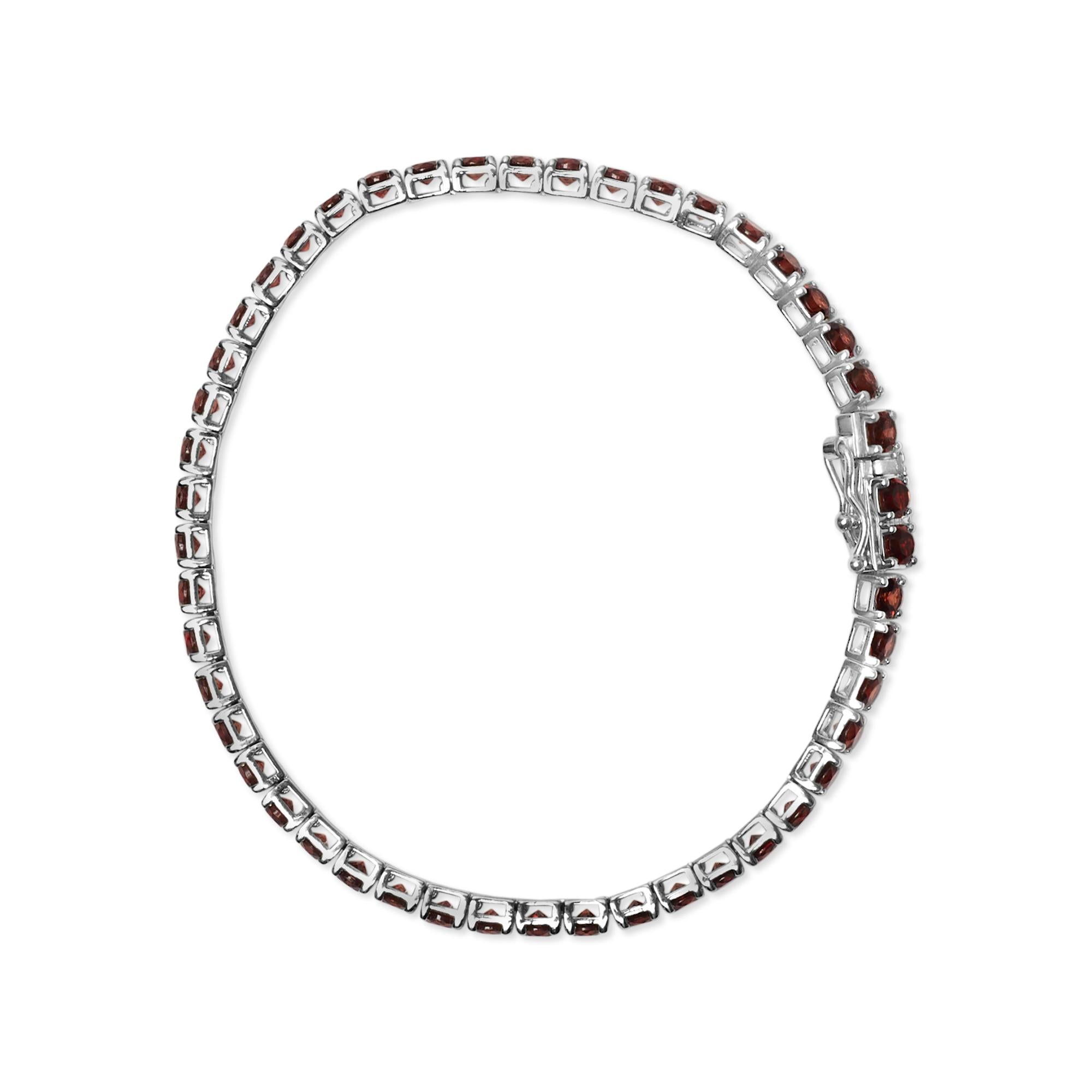 .925 Sterling Silver 10.0 Cttw Created Orange Garnet Tennis Bracelet - 7.25" - Friggin Jewelry