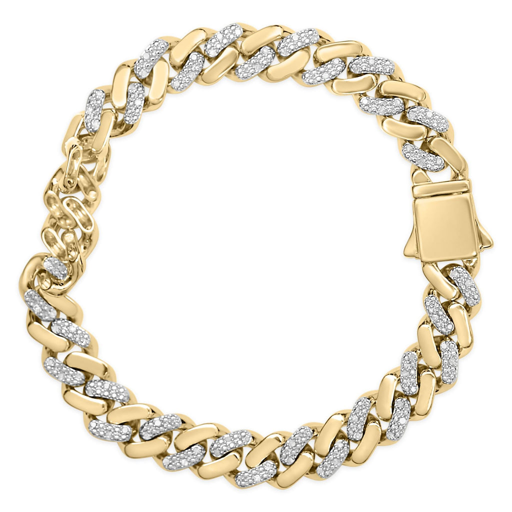 Pulsera de cadena cubana con diamantes de 1/2 quilates en plata de ley 925 (color IJ, claridad I3) - 8,5 pulgadas - Friggin Jewelry