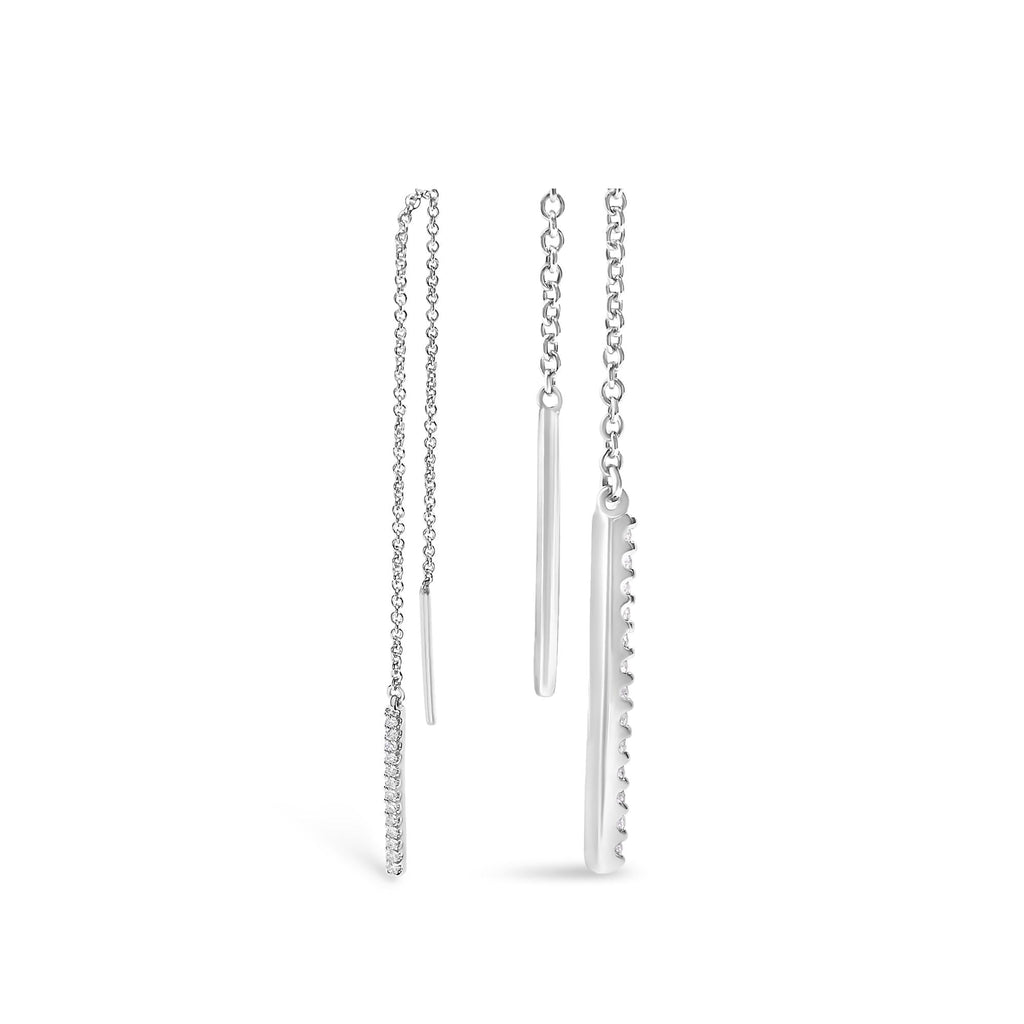 Pendientes de oro blanco de 10 quilates con diamantes de 1/10 quilates - Friggin Jewelry