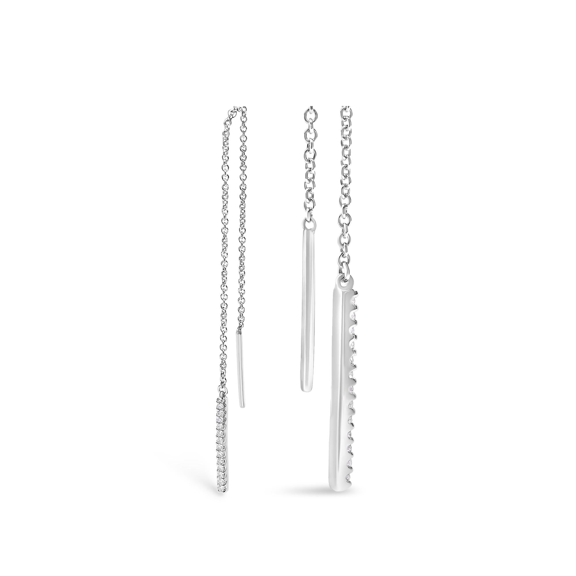 10K White Gold 1/10 Cttw Diamond Threader Earrings - Friggin Jewelry