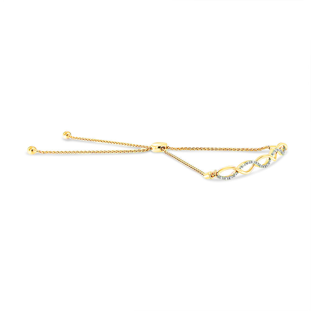 Pulsera bolo ajustable con diamantes de 10 a 25 cm en plata de ley 925 (color IJ, claridad I2-I3) - Friggin Jewelry