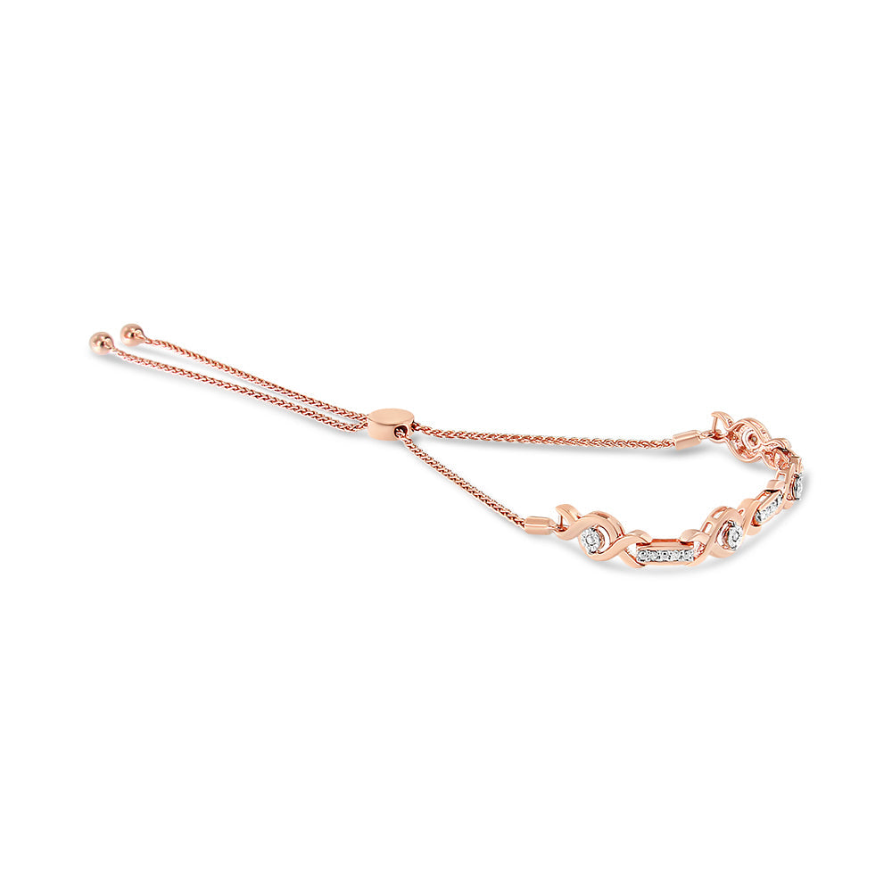 Bracciale Bolo regolabile in argento sterling 925 con diamanti incastonati a canale, da 4" a 10" (colore IJ, purezza I3) - Friggin Jewelry