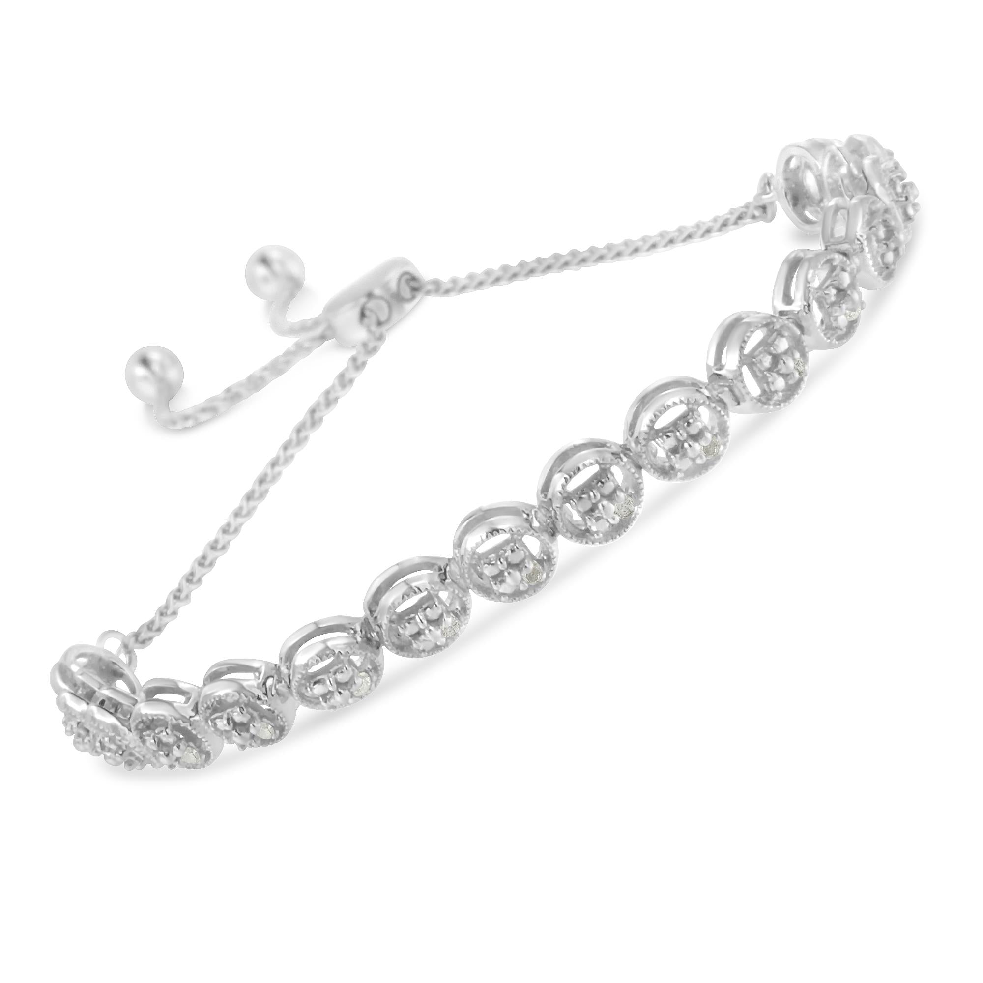 Bracciale Bolo in argento sterling con diamanti (0,1 cttw, colore IJ, purezza I3) - Friggin Jewelry