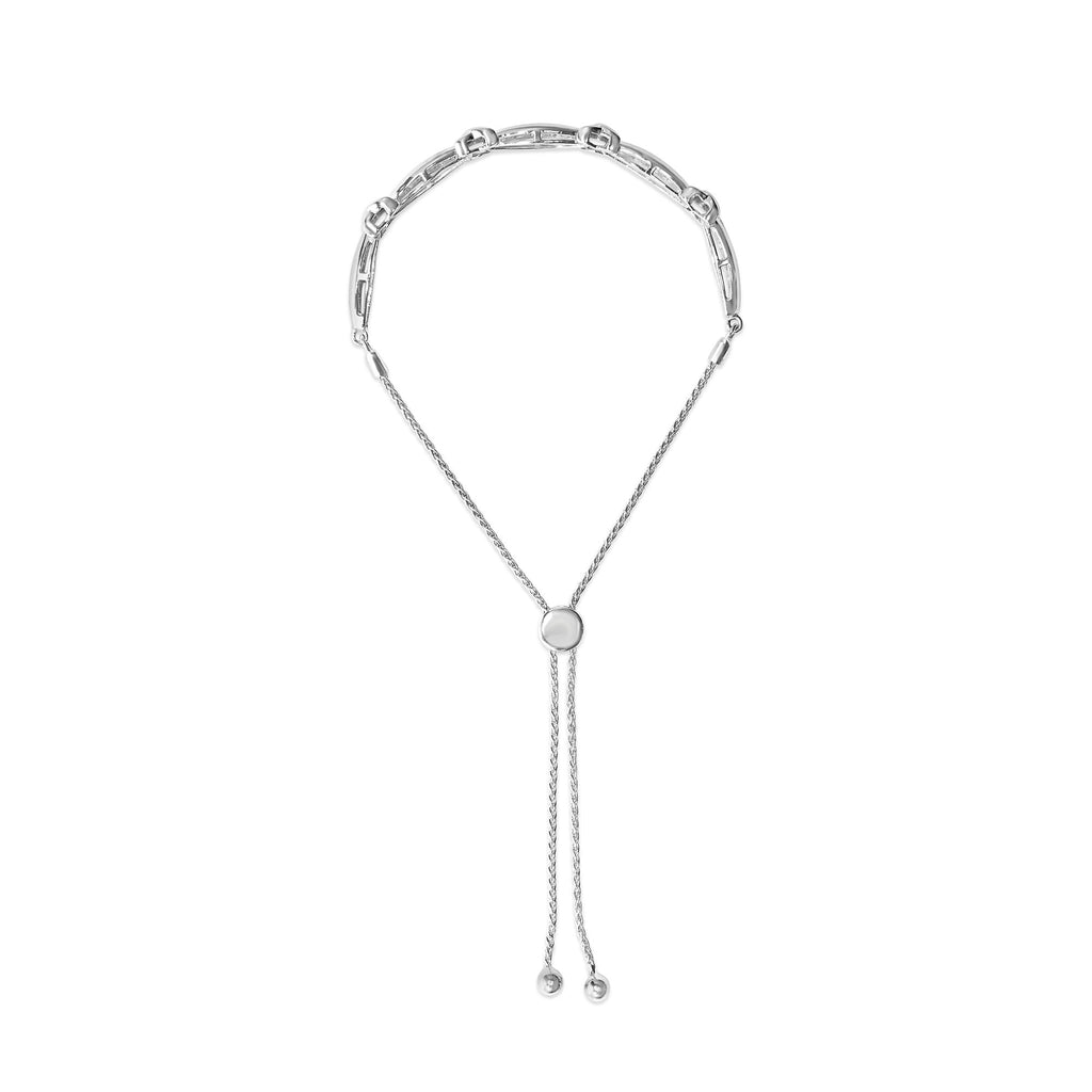 .925 Sterling Silver 1/10 Cttw Diamond X Link Bolo Bracelet (I-J Color, I2-I3 Clarity) - Friggin Jewelry