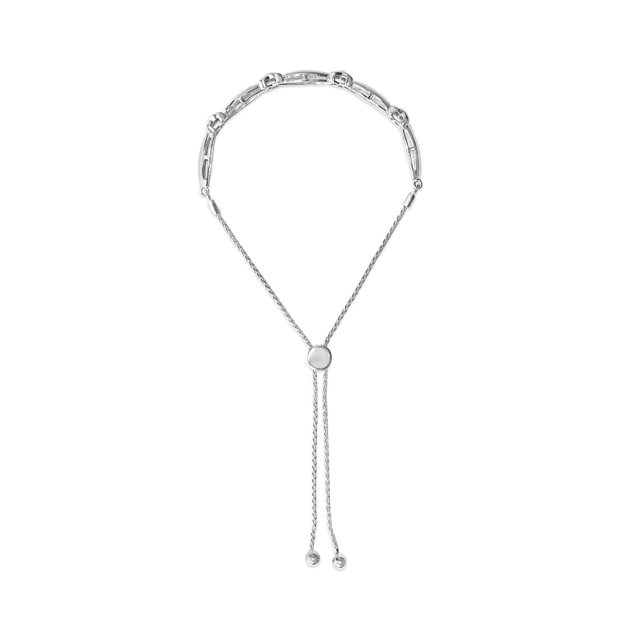 .925 Sterling Silver 1/10 Cttw Diamond X Link Bolo Bracelet (I-J Color, I2-I3 Clarity) - Friggin Jewelry