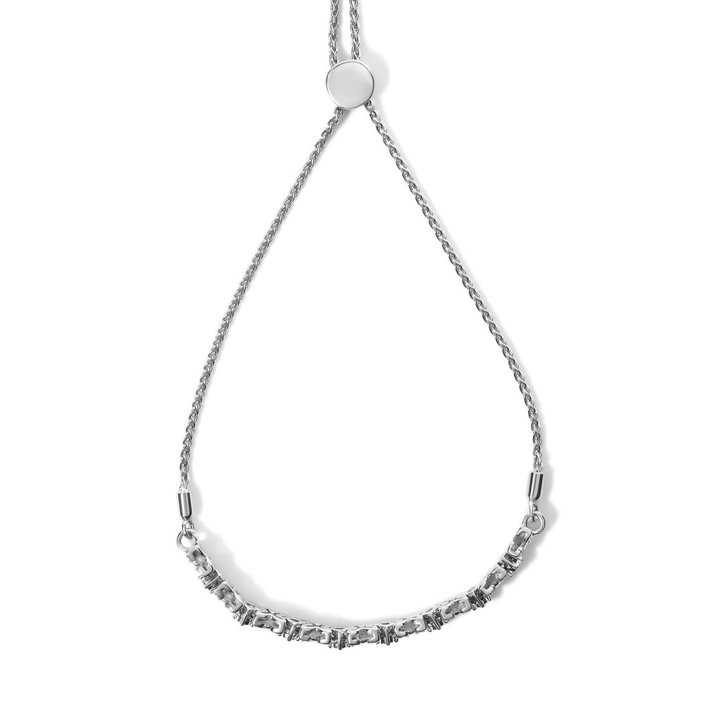 Pulsera bolo ajustable de plata de ley 925 con diamantes de 1/4 ct y eslabones en forma de marquesa de 4" a 10" (color IJ, claridad I1-I2) - Friggin Jewelry