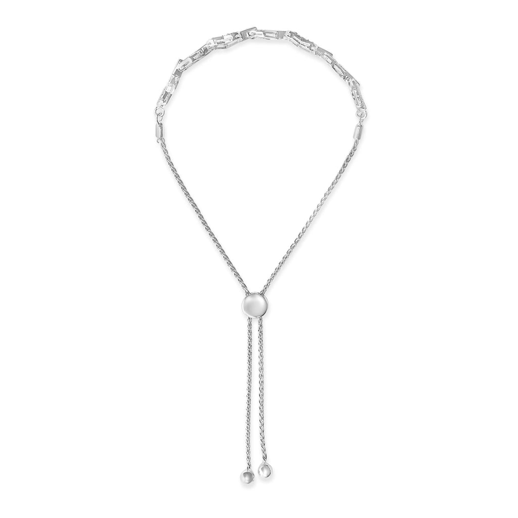 Bracciale Bolo regolabile in argento sterling 925 con diamanti da 1/2 carati e maglie a cuore alternate (colore IJ, purezza I3) - da 4" a 10" pollici - Friggin Jewelry