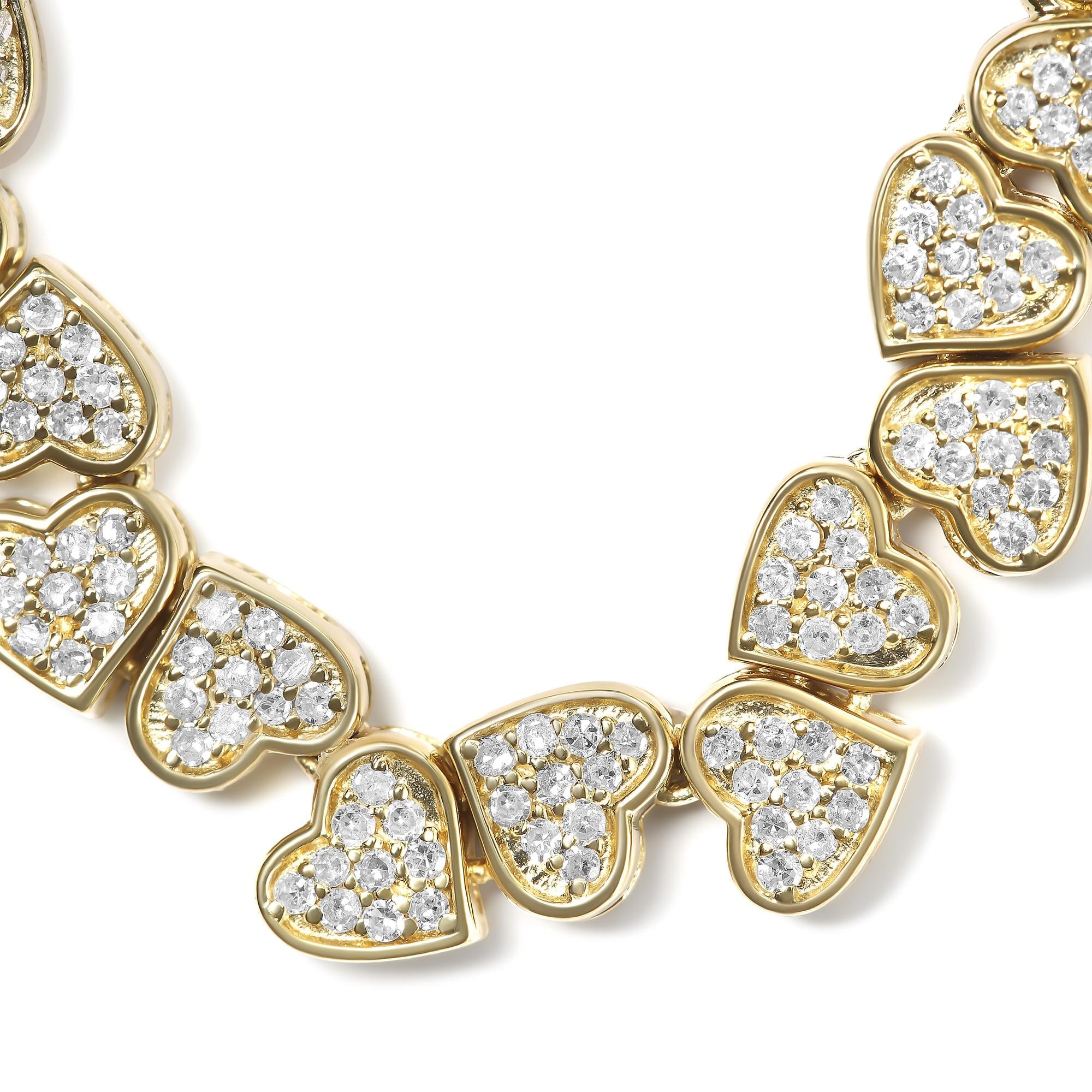 Yellow Gold Plated .925 Sterling Silver 1/2 Cttw Diamond Sideways Hearts Bolo Bracelet (H-I Color, I1-I2 Clarity) - 4”-10” Adjustable - Friggin Jewelry