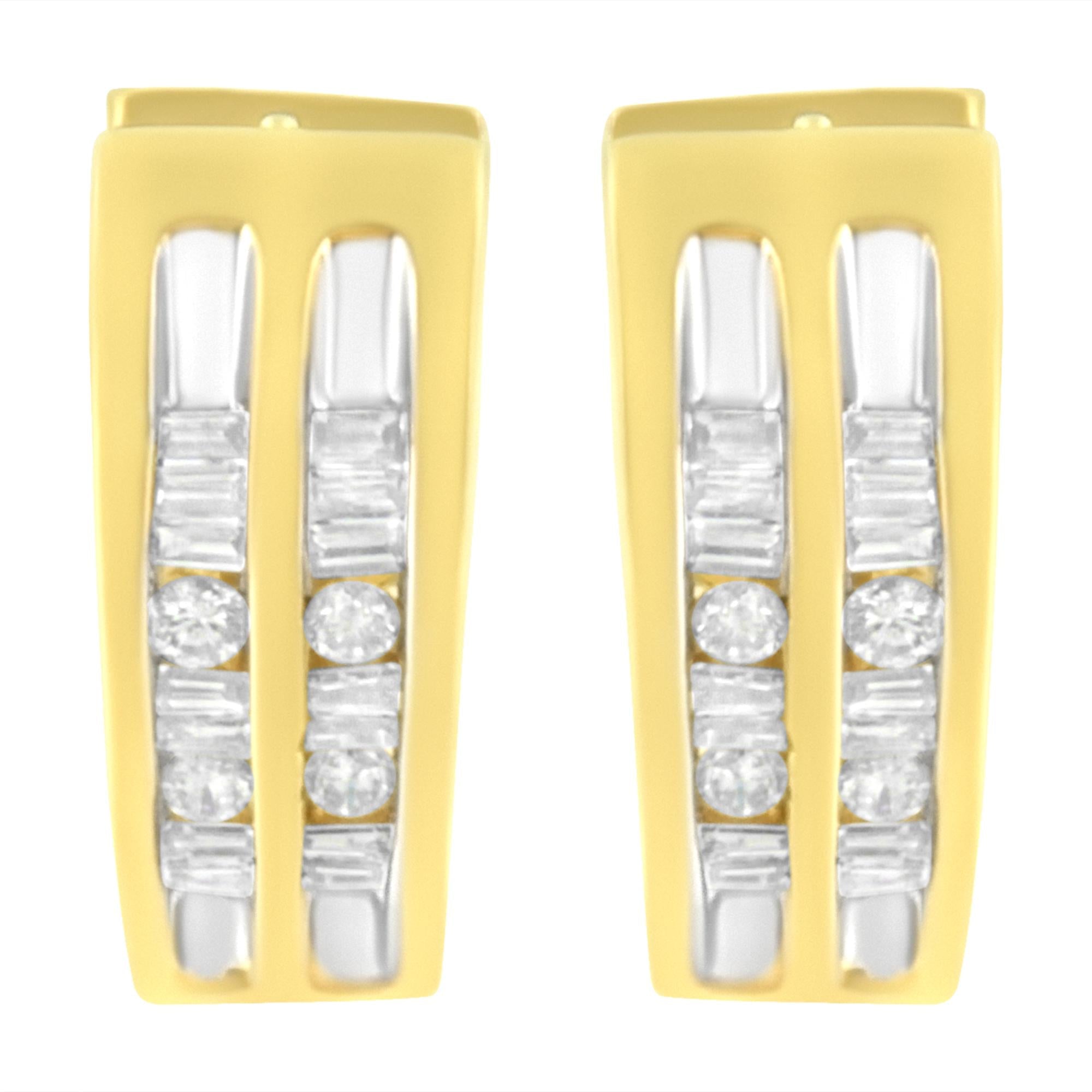10K Yellow Gold 1/2 cttw Diamond Huggy Heart Hoop Earrings (I-J Clarity, I2-I3 Color) - Friggin Jewelry