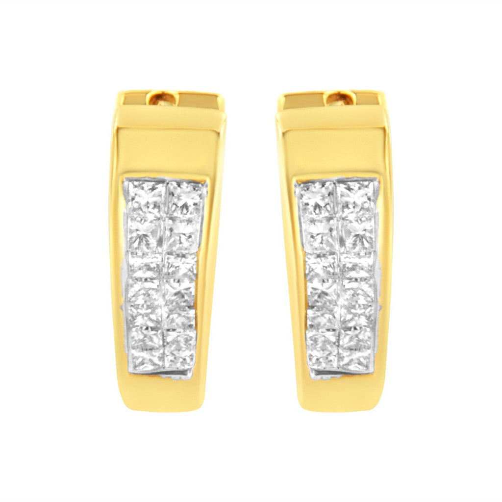 14K Yellow Gold Diamond Huggie Earrings (1/2 cttw, H-I Color, SI2-I1 Clarity) - Friggin Jewelry