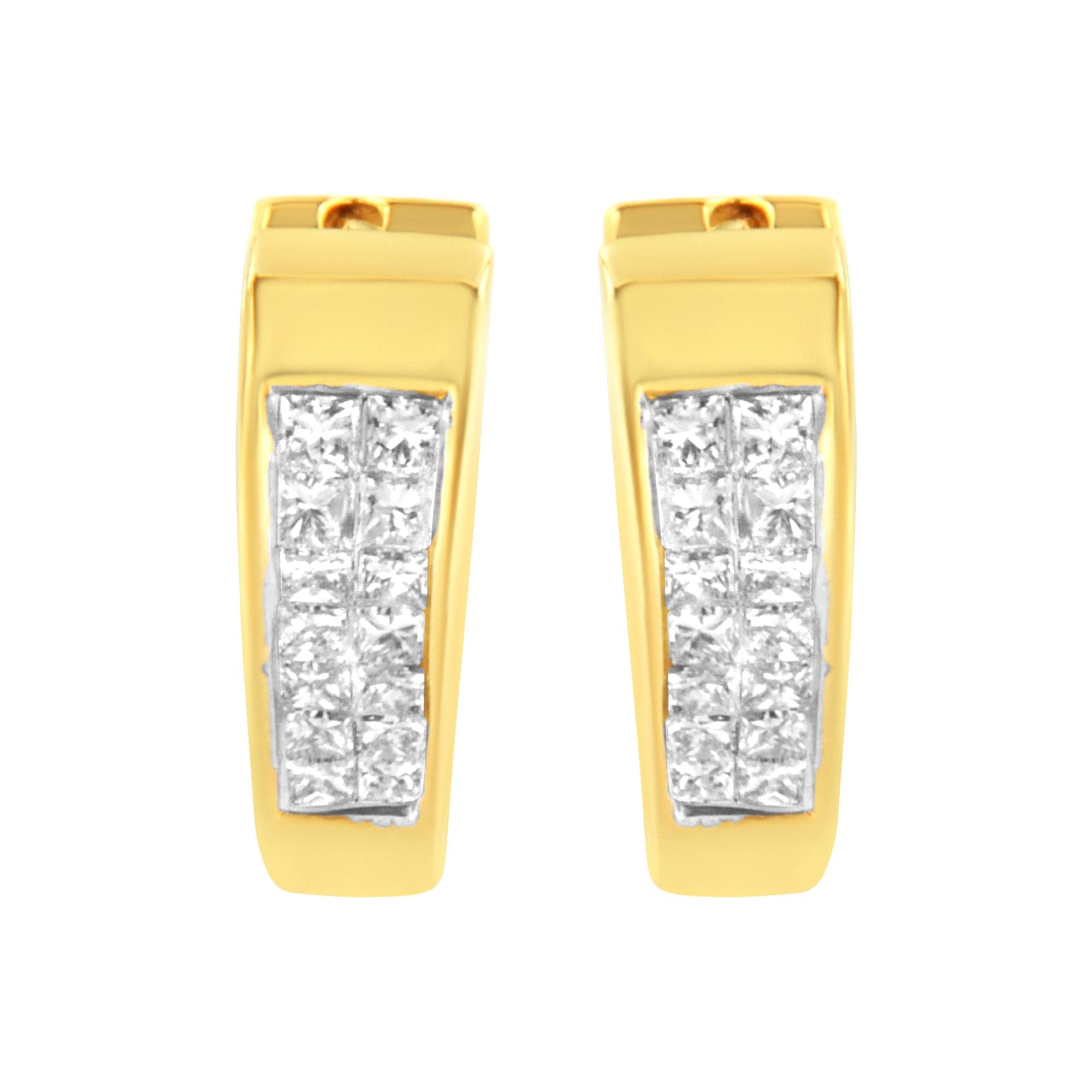 14K Yellow Gold Diamond Huggy Earrings (1/2 cttw, H-I Color, SI2-I1 Clarity) - Friggin Jewelry