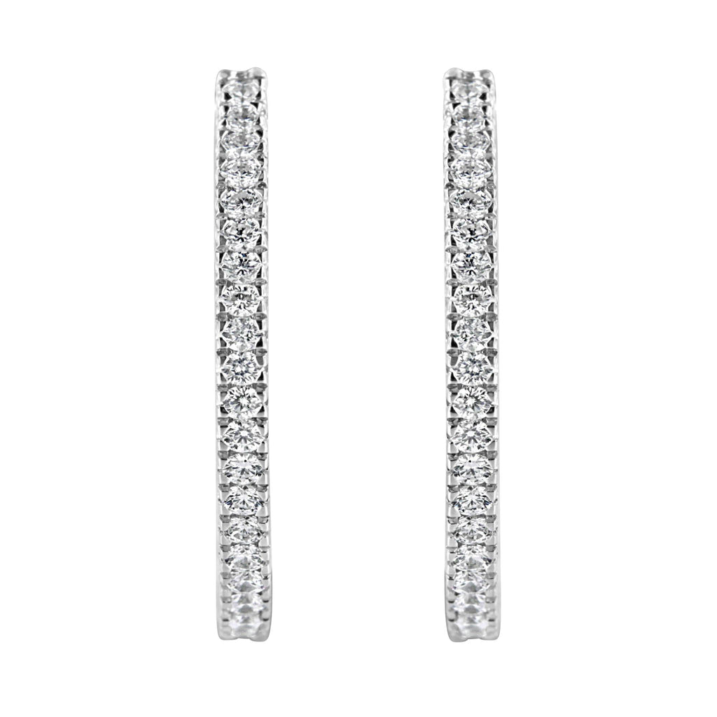 Orecchini a cerchio in oro bianco 10 carati con diamanti da 1 carato (purezza IJ, colore I2-I3) - Friggin Jewelry