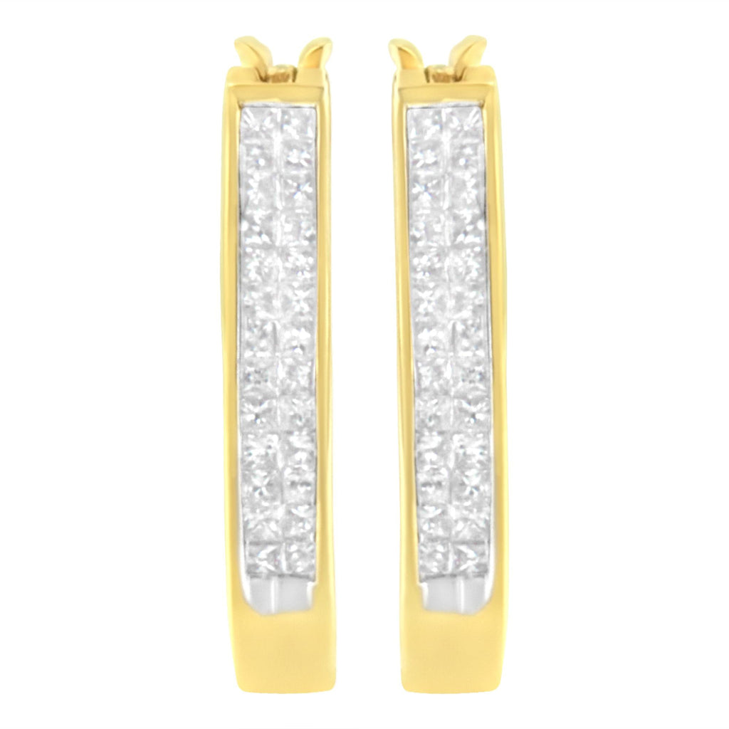 Aros invisibles de oro amarillo de 10 quilates con diamantes de talla princesa de 1/2 ct (color HI, claridad SI2-I1) - Friggin Jewelry
