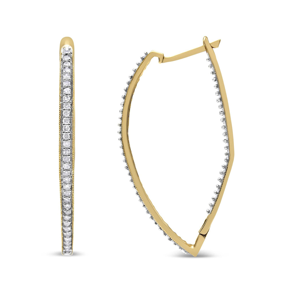 Aretes de oro amarillo de 10 k con diamantes de talla redonda (1 ct, color IJ, claridad I2-I3) - Friggin Jewelry