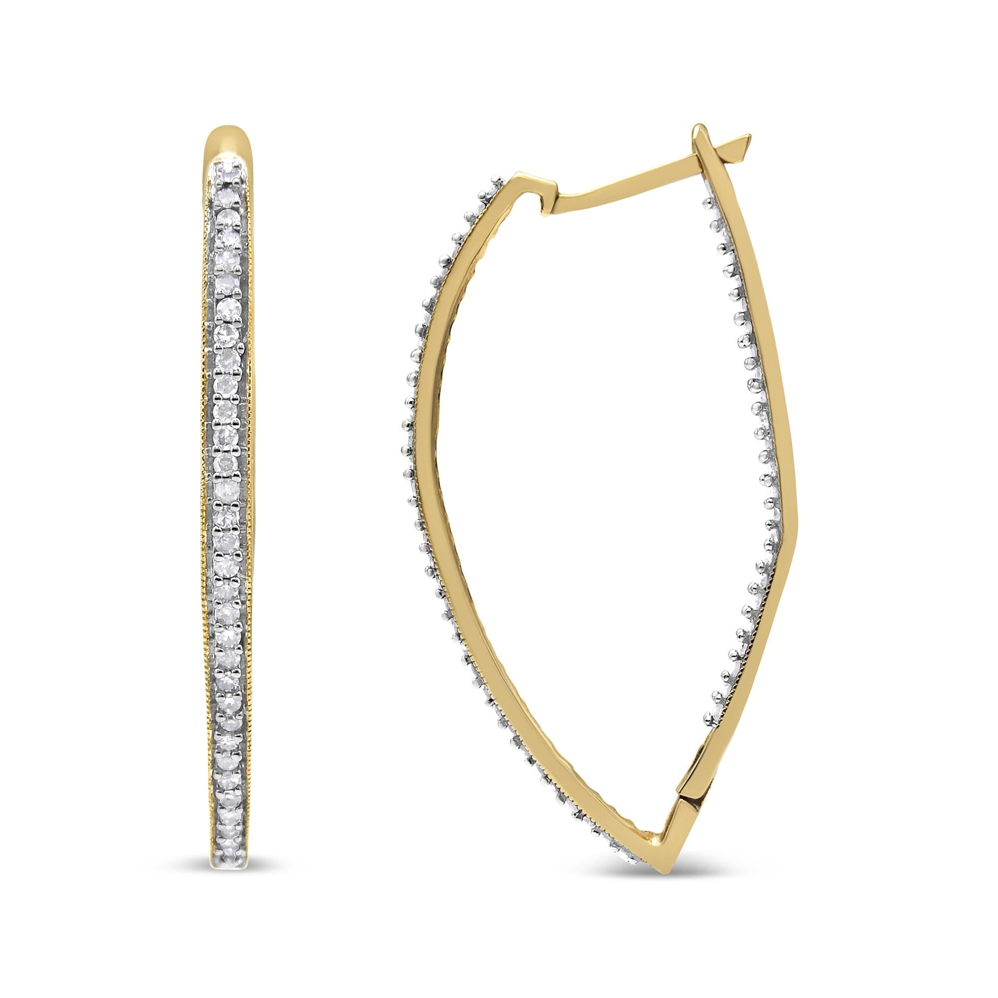 Orecchini in oro giallo 10k con diamanti taglio rotondo (1 carato, colore IJ, purezza I2-I3) - Friggin Jewelry