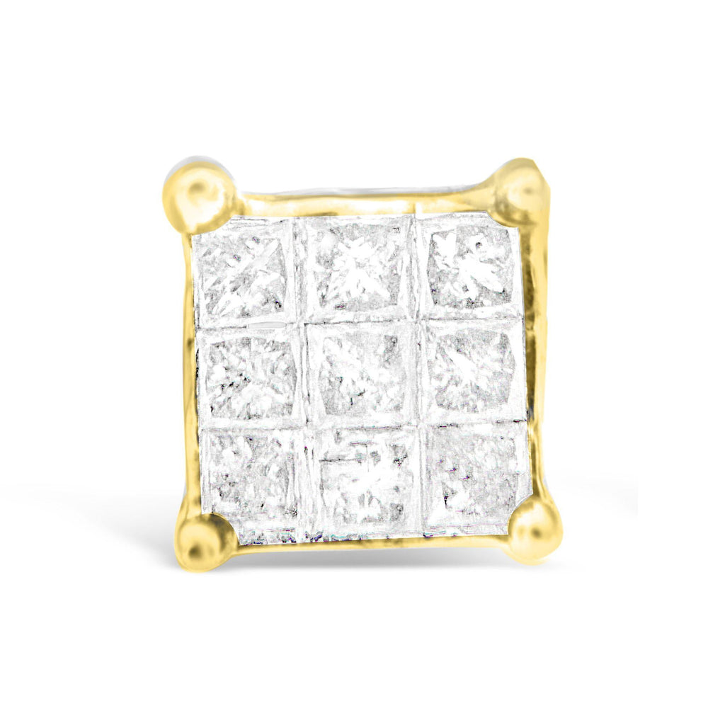10K Yellow Gold Princess-cut Composite 18-stone Diamond Earrings (0.25 CTTW, J-K color, I2-I3 clarity) - Friggin Jewelry