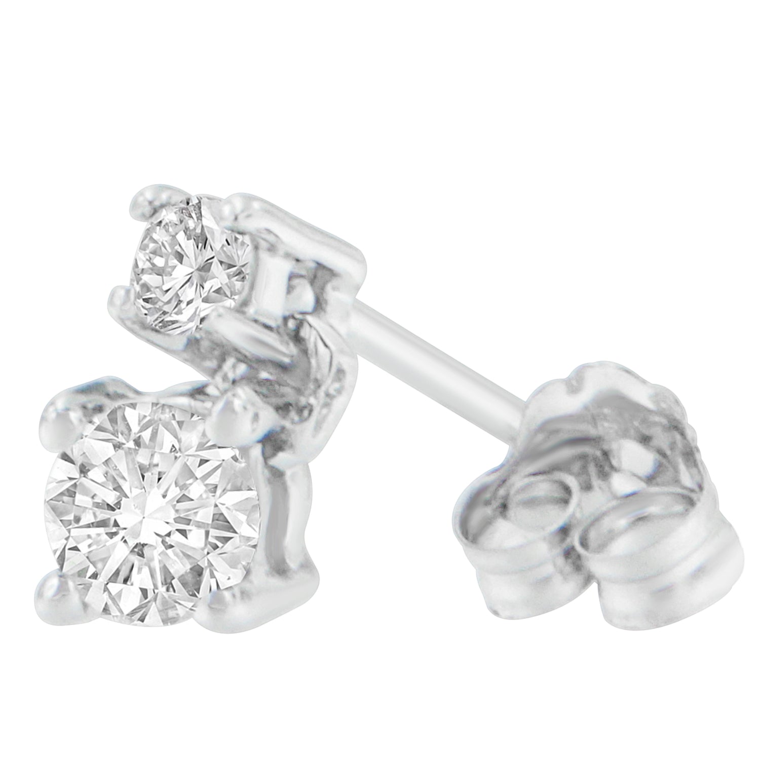 14K White Gold 1/2 cttw Round Cut Diamond Earrings (H-I, SI2-I1) - Friggin Jewelry