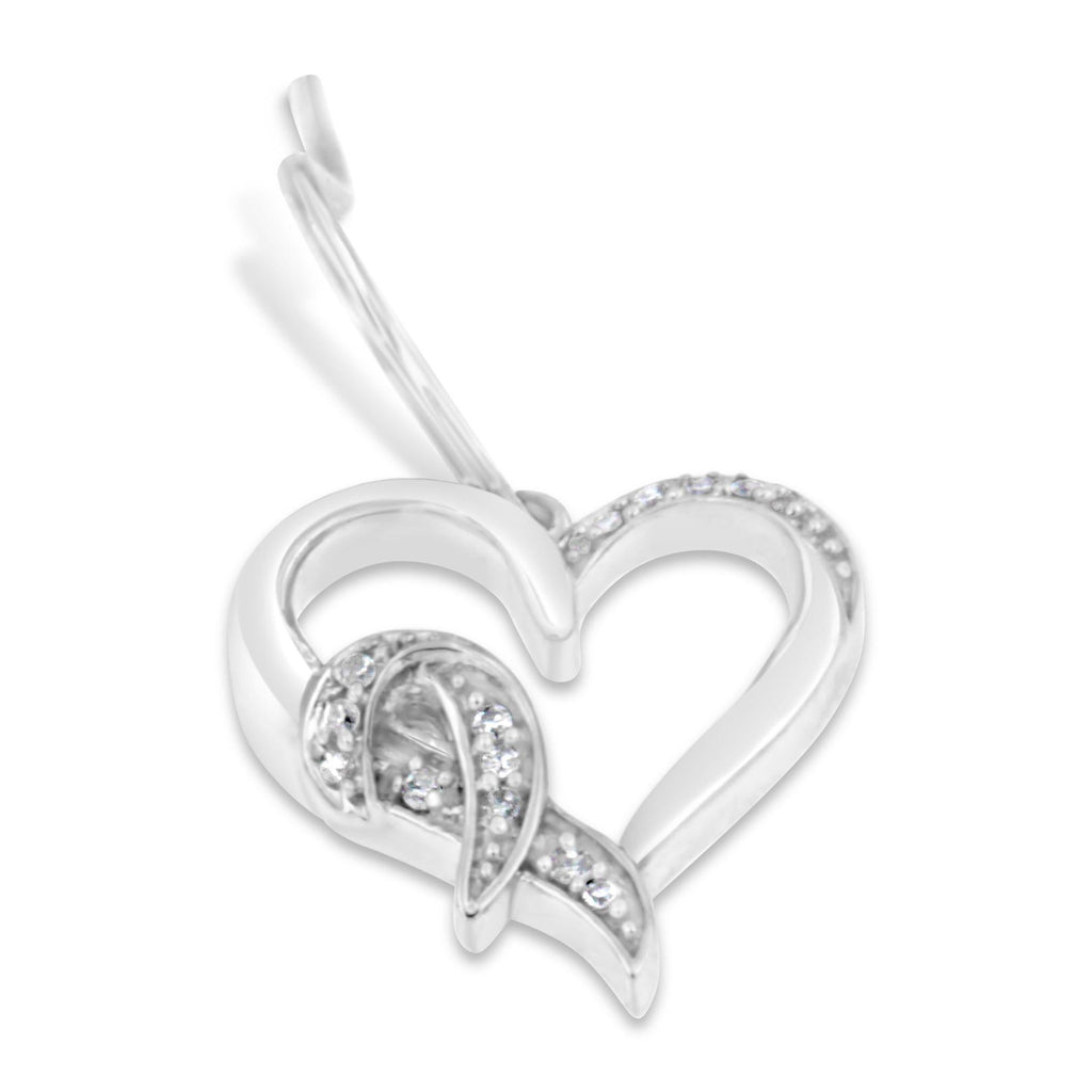 Sterling Silver Round Cut Diamond Heart Dangle Earrings (0.09 cttw, H-I Color, I1-I2 Clarity) - Friggin Jewelry