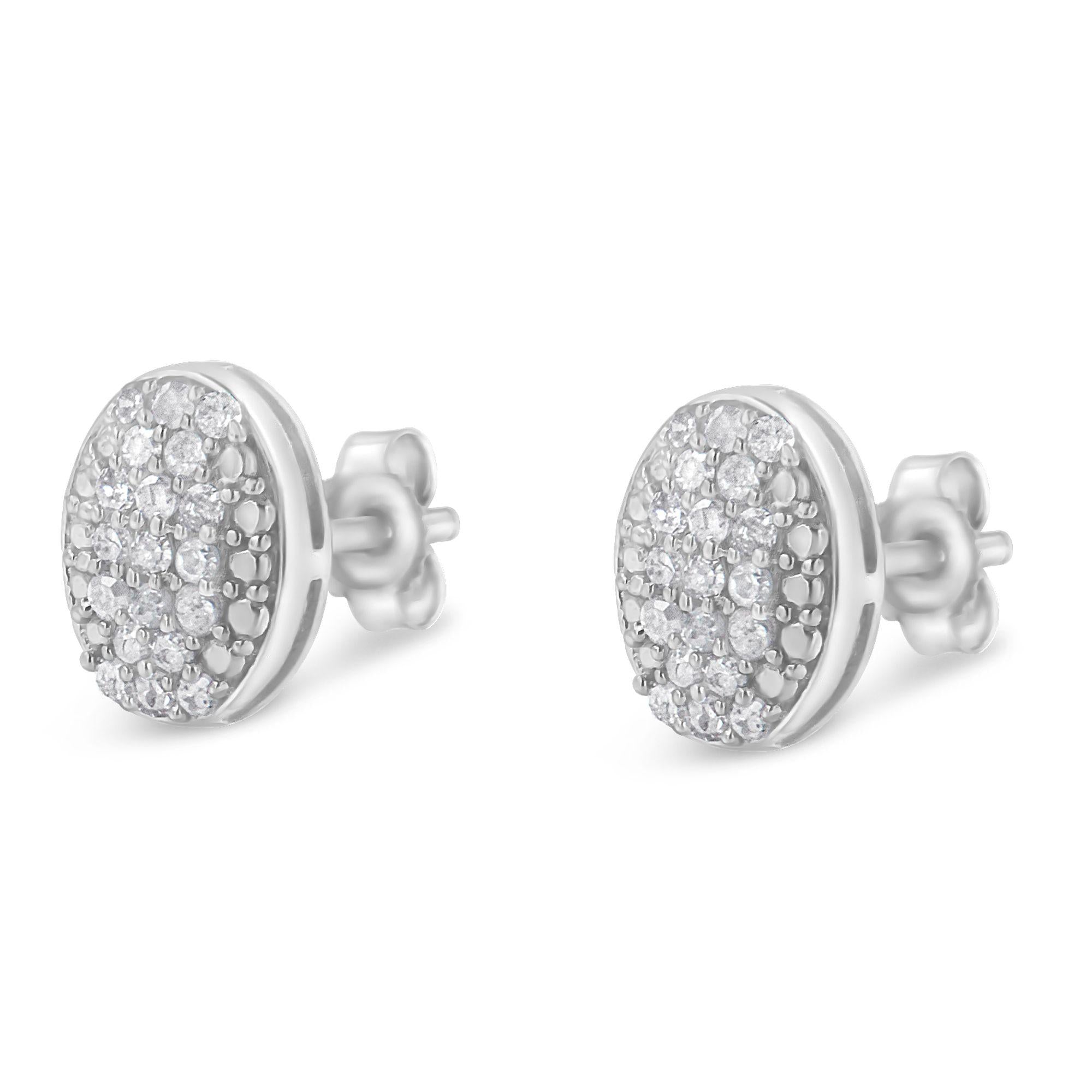 Pendientes de plata de ley con diamantes redondos y ovalados (1/2 ct, color IJ, claridad I2-I3) - Friggin Jewelry