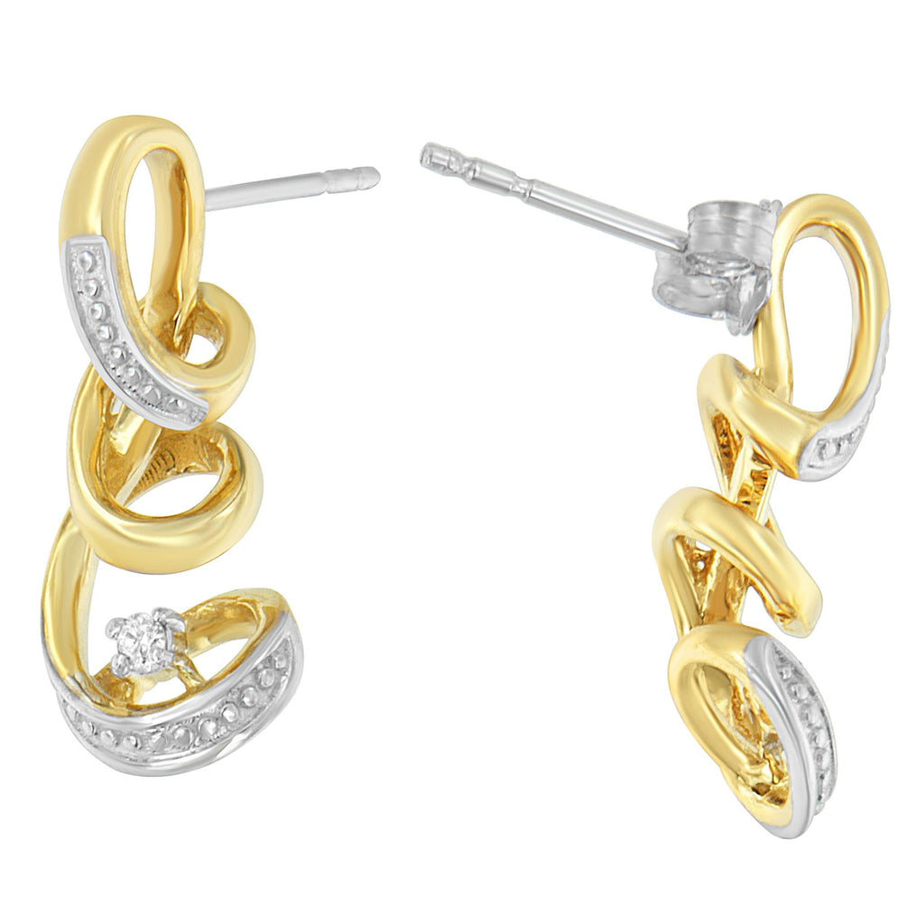 Espira 10K Two Tone Gold Round cut Diamond Earring (0.05 cttw, J-K Color, I2-I3 Clarity) - Friggin Jewelry