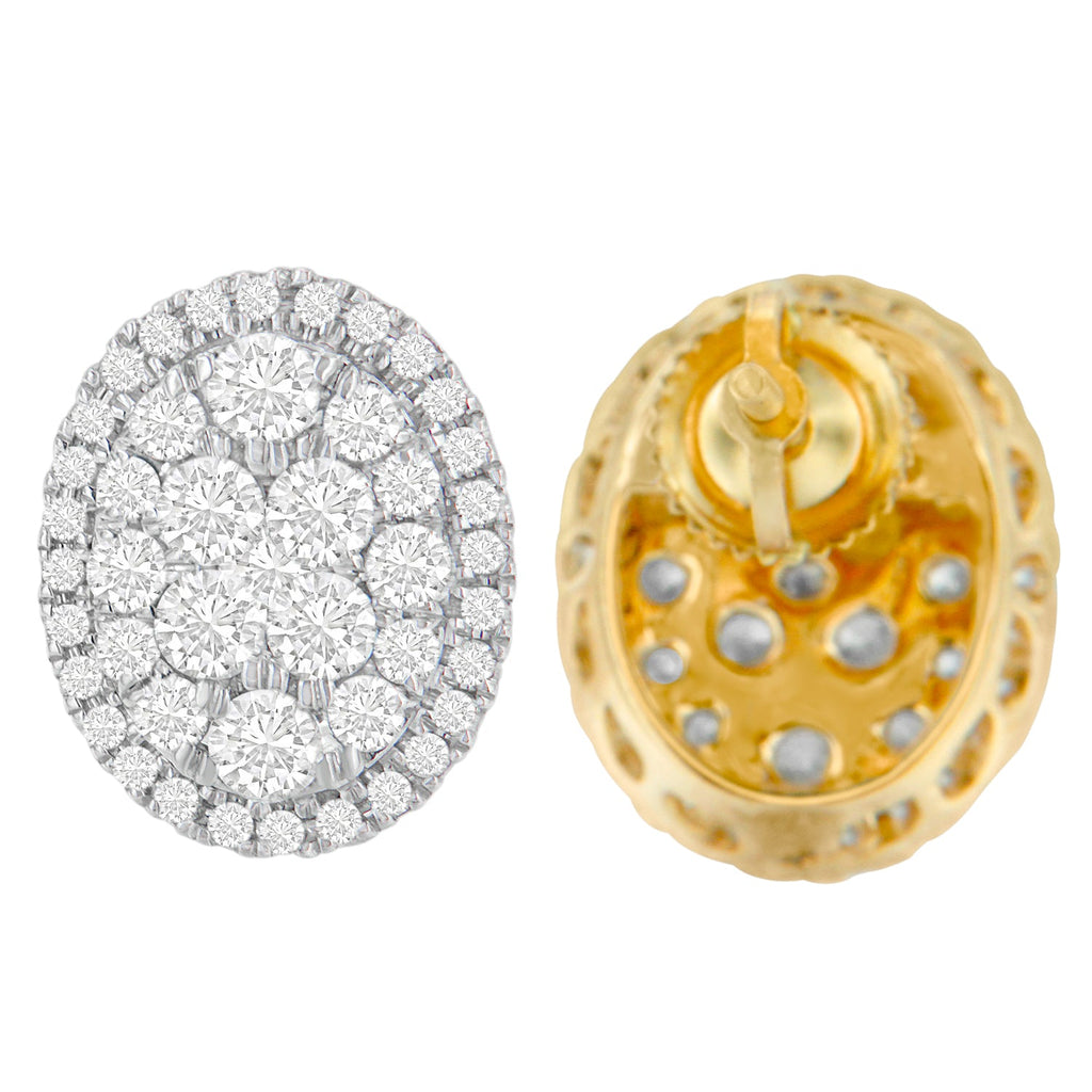 Orecchini in oro giallo 14 carati con diamanti taglio rotondo da 1 3/4 ct (HI, I1-I2) - Friggin Jewelry