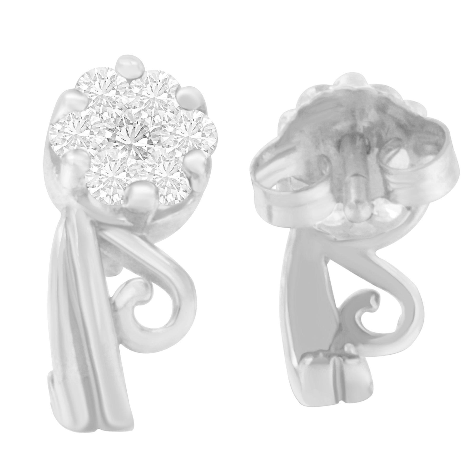 14K White Gold 1/2 cttw Round Cut Diamond Earrings (H-I, I1-I2) - Friggin Jewelry