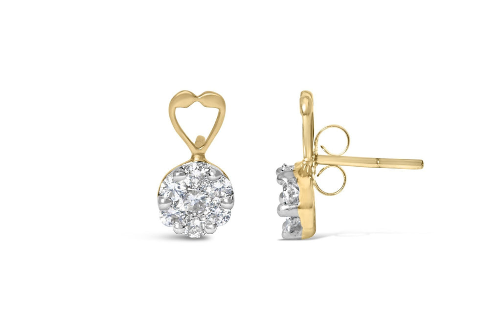 14K Yellow Gold 1ct. TDW Round-cut Diamond Earrings (I-J,SI2-I1) - Friggin Jewelry