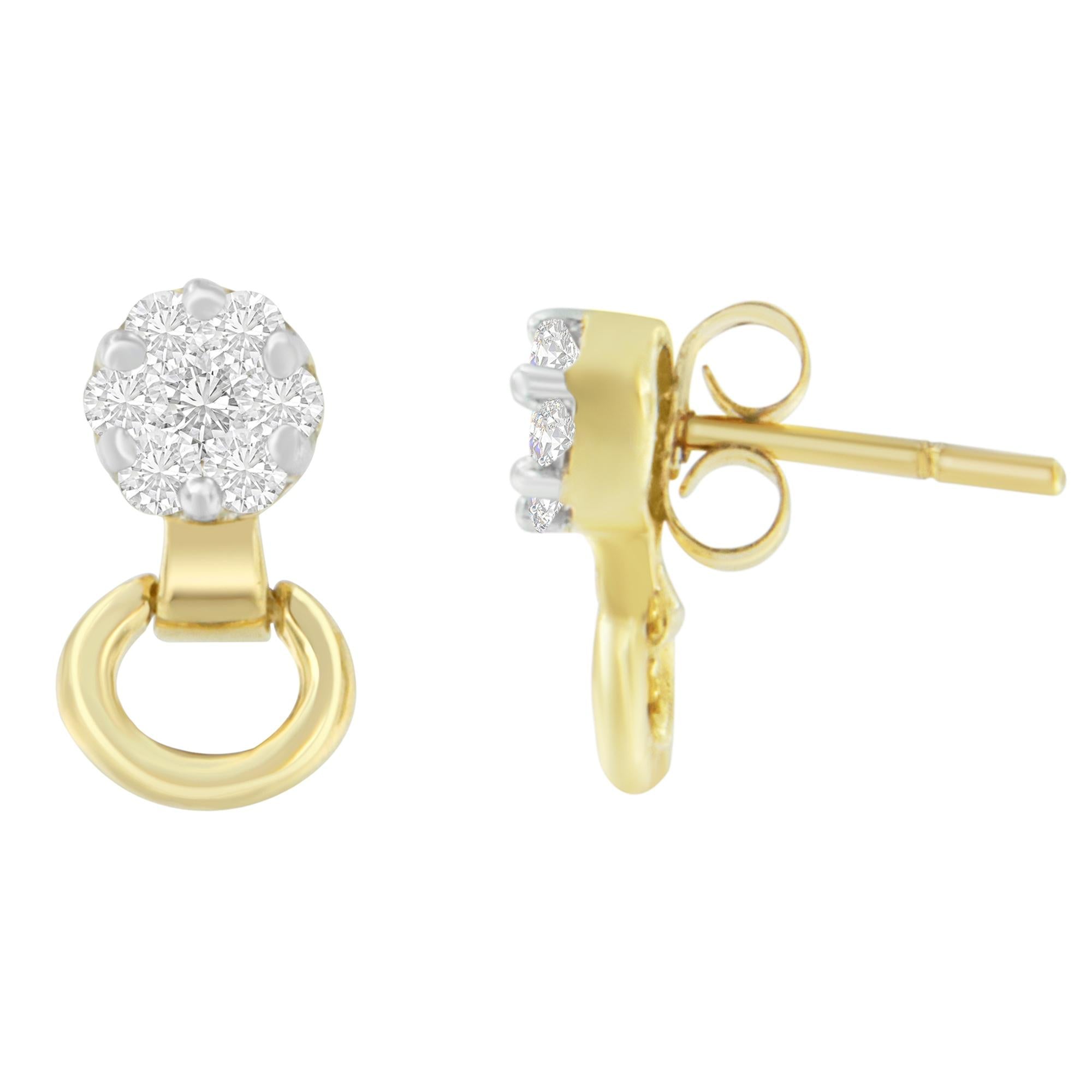 Aretes de oro amarillo de 14 quilates con diamantes de 1/2 ct (IJ, SI1-SI2) - Friggin Jewelry