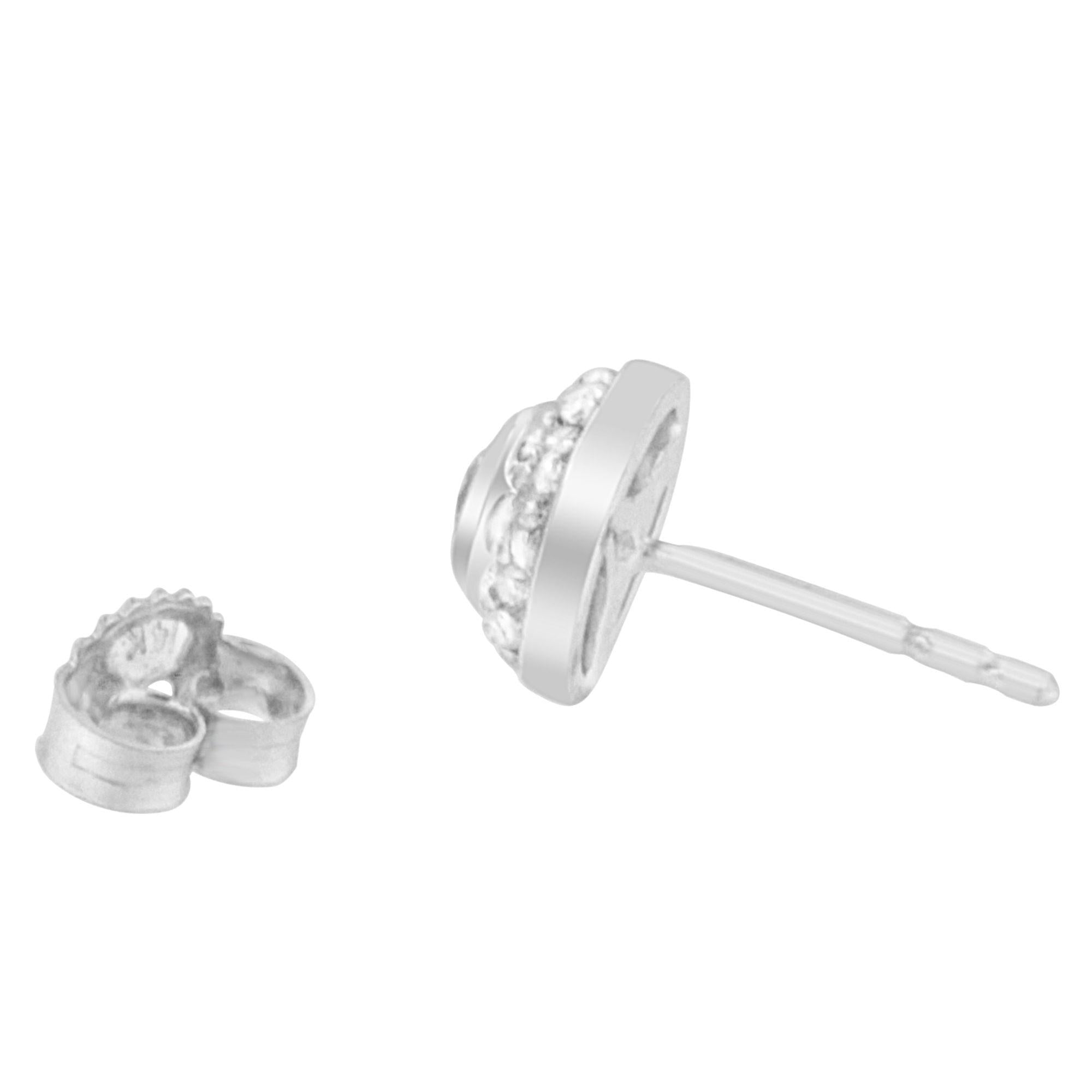 Pendientes de oro blanco de 14 quilates con diamantes de talla redonda de 1/3 ct (HI, SI2-I1) - Friggin Jewelry