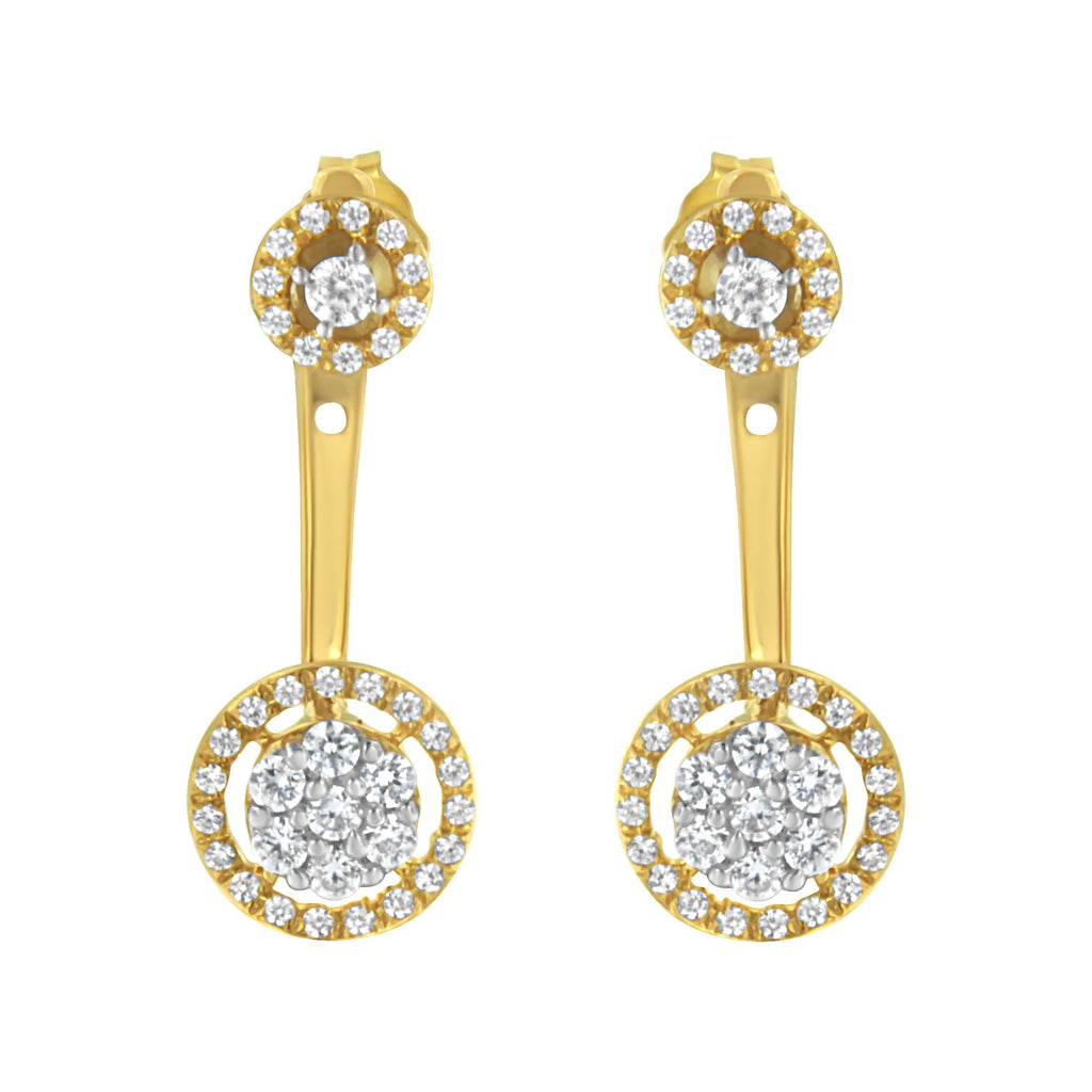 14K Yellow Gold Plated .925 Sterling Silver 5/8 Cttw Diamond Removable Stud and Dangle Earrings (I-J Color, I2-I3) - Friggin Jewelry