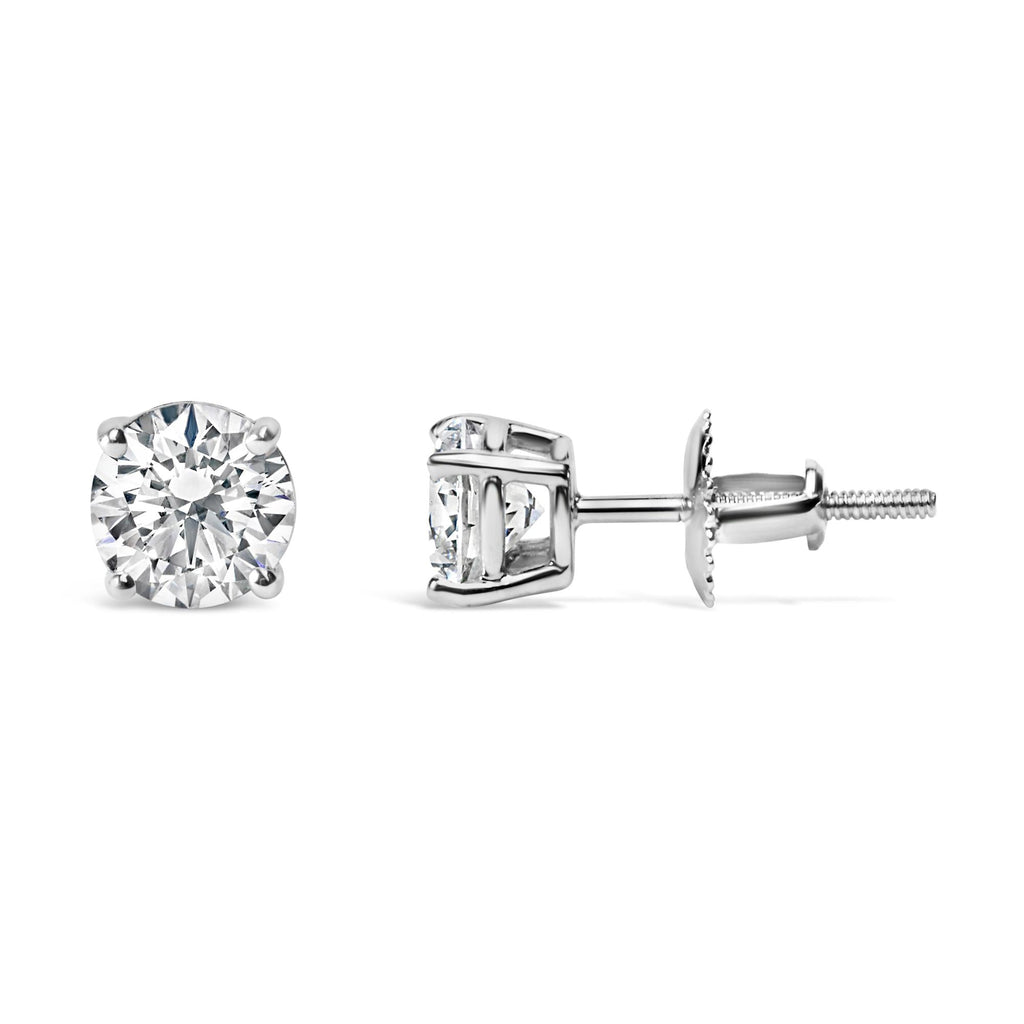14K Gold 2.00 Cttw Lab Grown Round Brilliant-Cut Diamond Classic 4-Prong Stud Earrings with Screw Backs (F-G color, VVS2-VS1 Clarity) - Friggin Jewelry