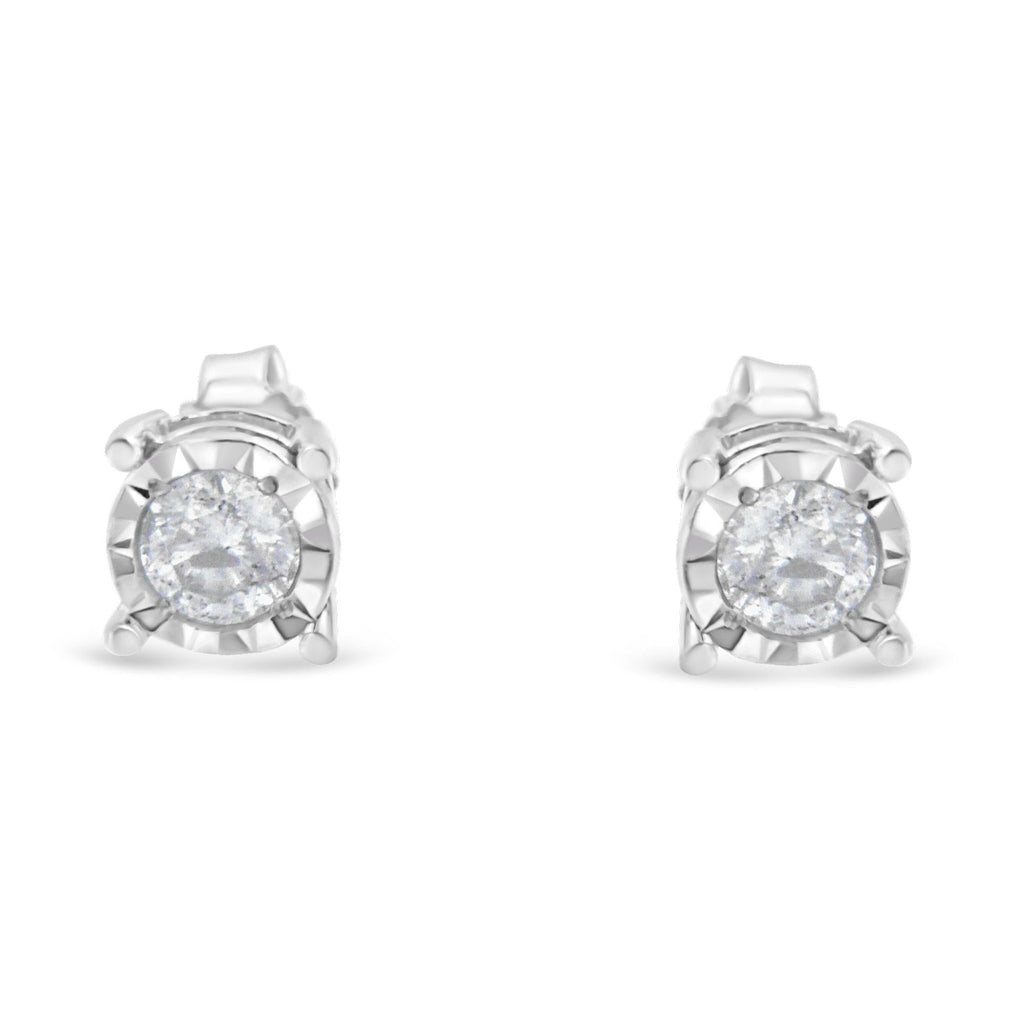 .925 Sterling Silver 1/2 Cttw Near Colorless Round Brilliant-Cut Diamond Miracle-Set Stud Earrings (H-I Color, I2-I3 Clarity) - Friggin Jewelry