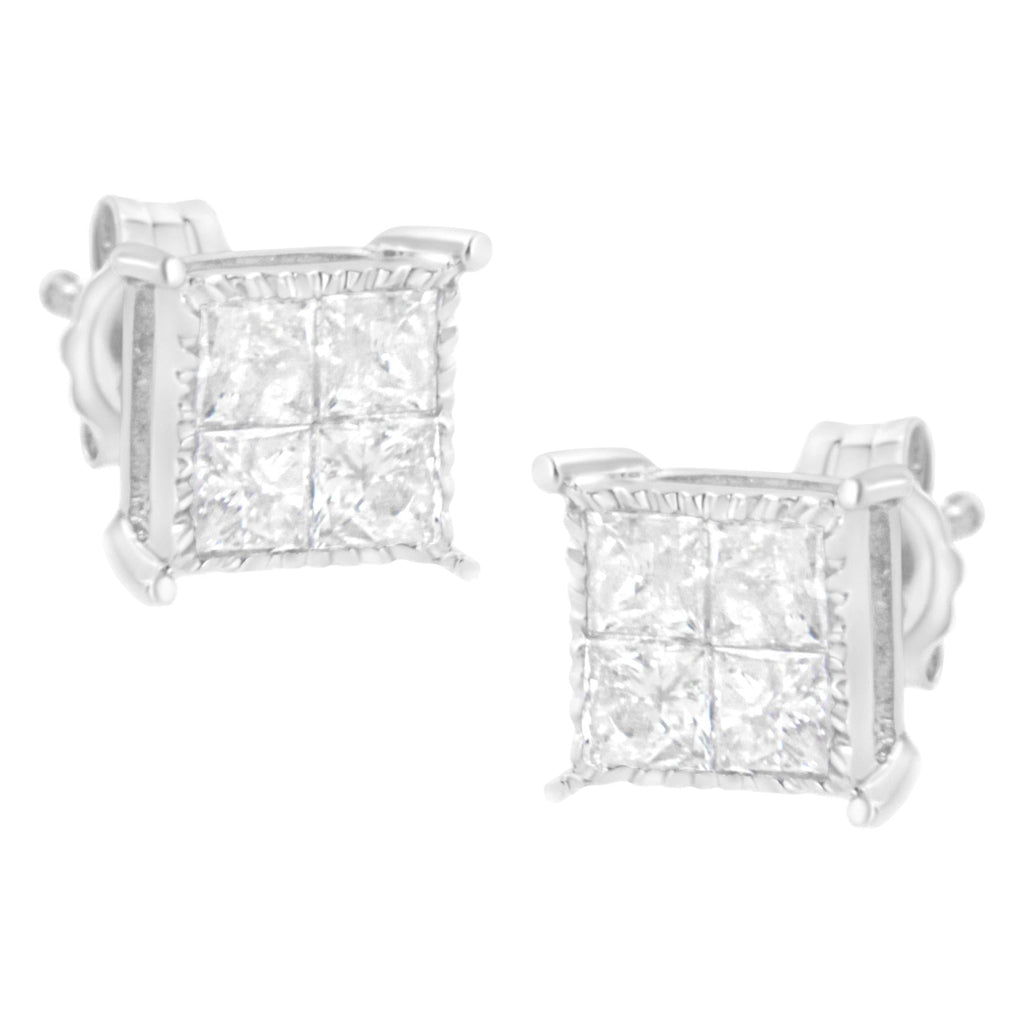 Sterling Silver 3/4 cttw Composite Diamond Stud Earrings (I-J, I2-I3) - Friggin Jewelry
