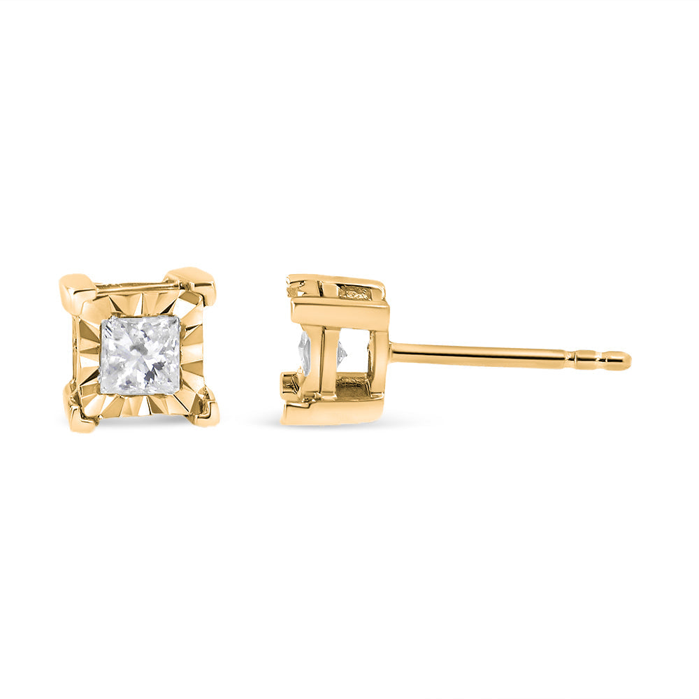 Pendientes solitarios de diamantes de talla princesa engastados en plata de ley 925 (color HI, claridad I2-I3) - Friggin Jewelry