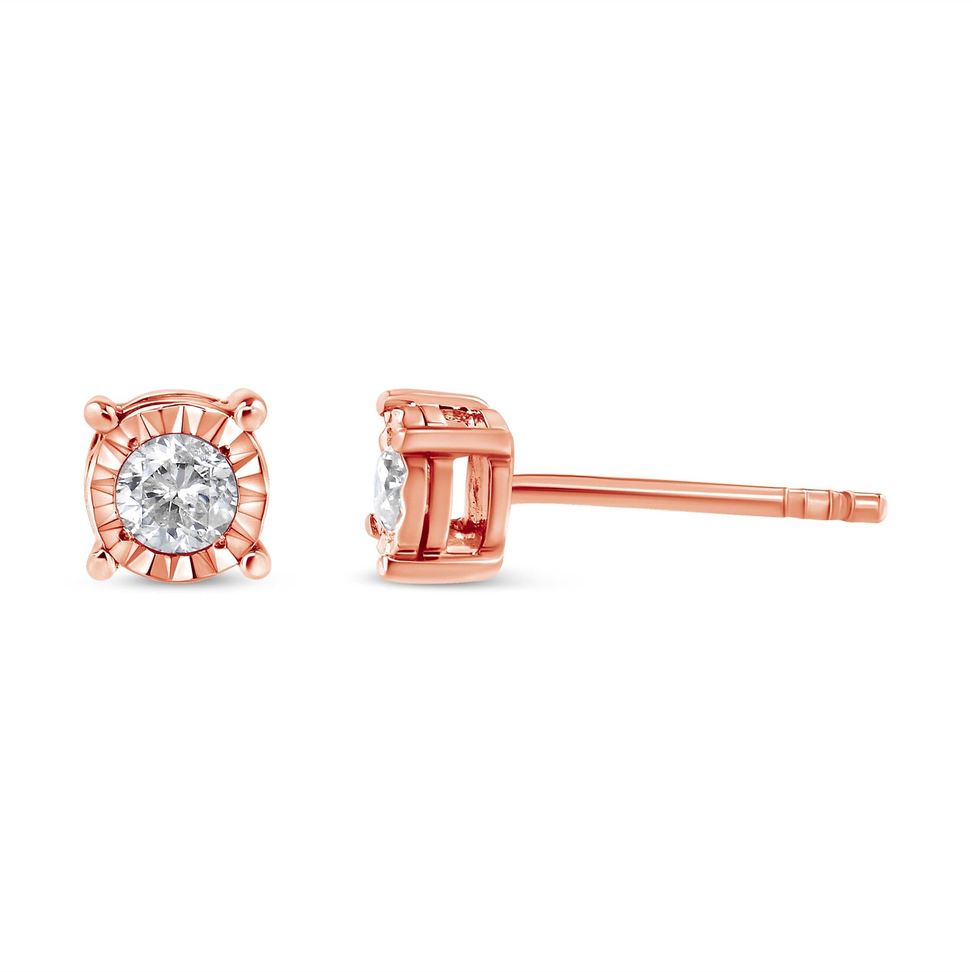 Pendientes de botón de plata de ley 925 con diamantes redondos casi incoloros de 1/5 quilates engastados milagros - Friggin Jewelry