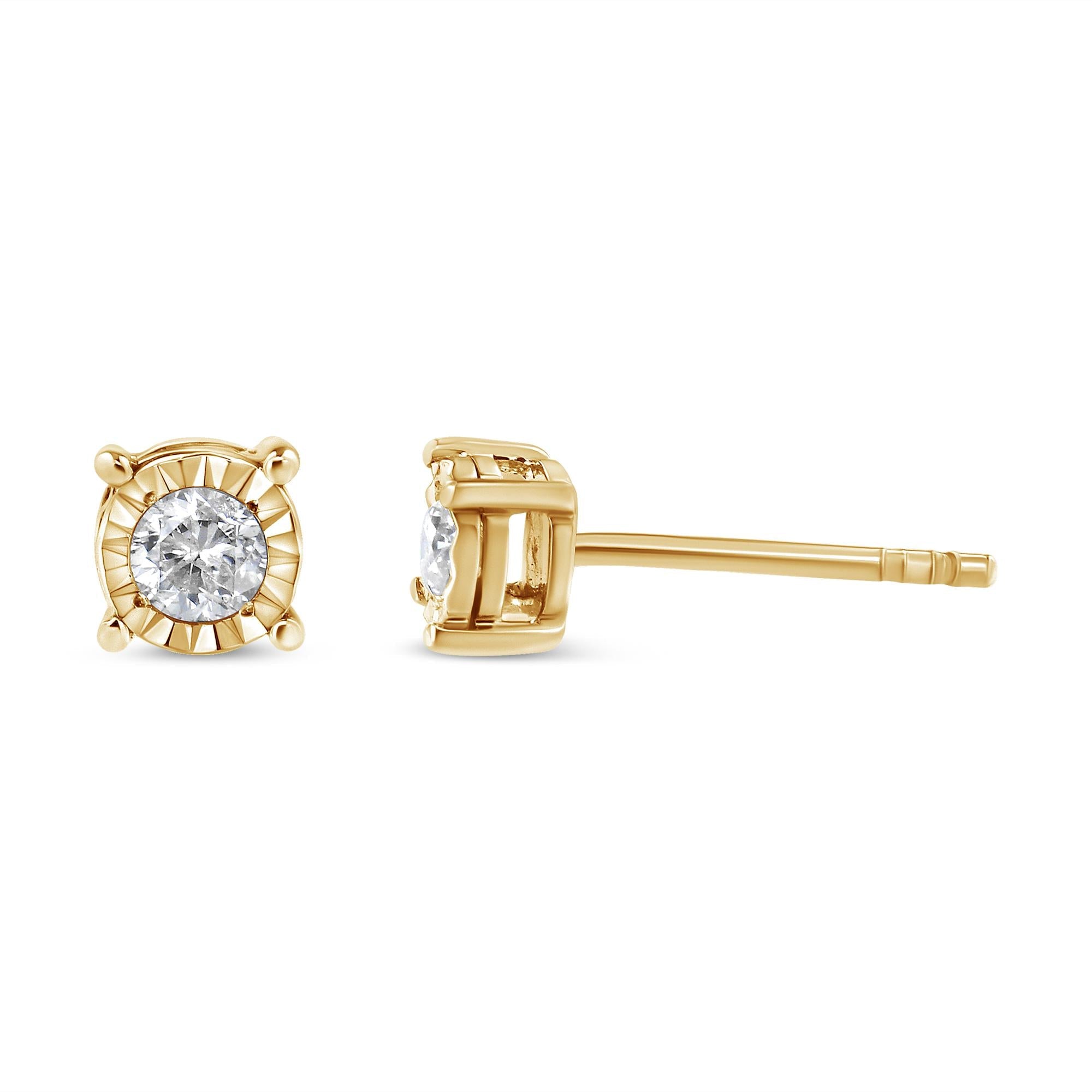 Pendientes de botón de plata de ley 925 con diamantes redondos casi incoloros de 1/5 quilates engastados milagros - Friggin Jewelry