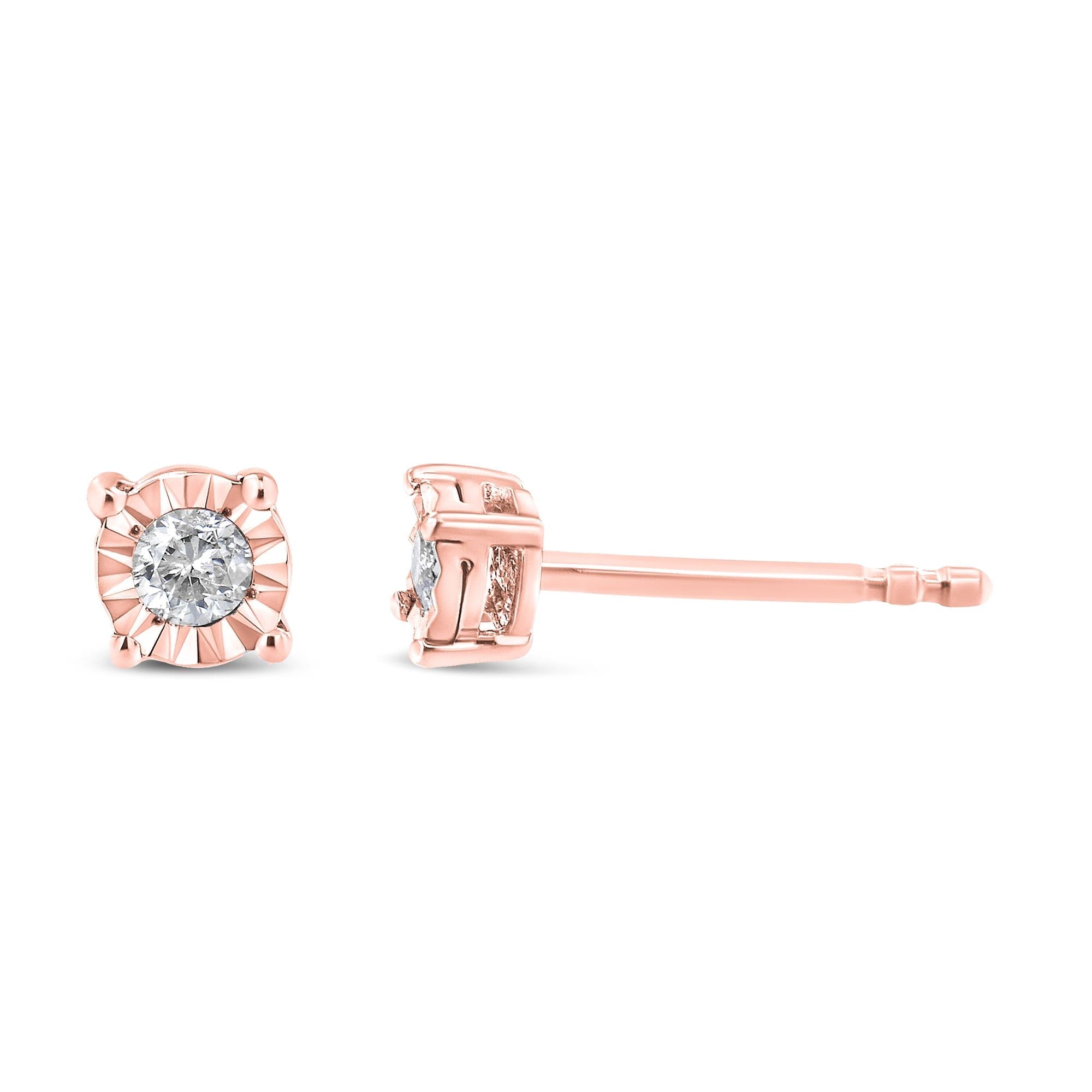 Orecchini a bottone in argento sterling 925 con diamanti taglio brillante rotondo da 1/10 ct - Friggin Jewelry