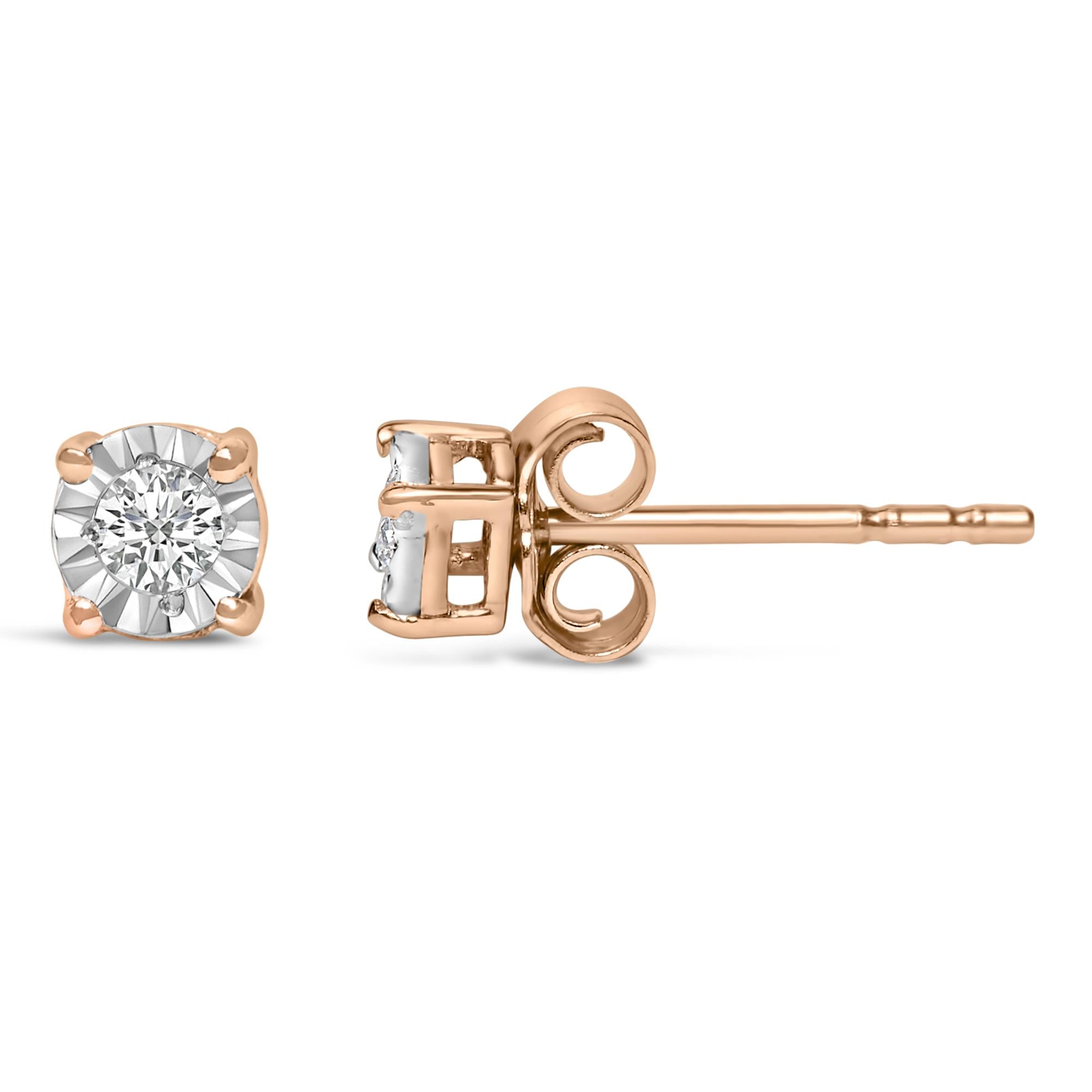 Aretes de plata de ley 925 con diamantes cultivados en laboratorio de talla brillante redonda de 1/10 quilates engastados milagros (color FG, claridad VS1-VS2) - Friggin Jewelry