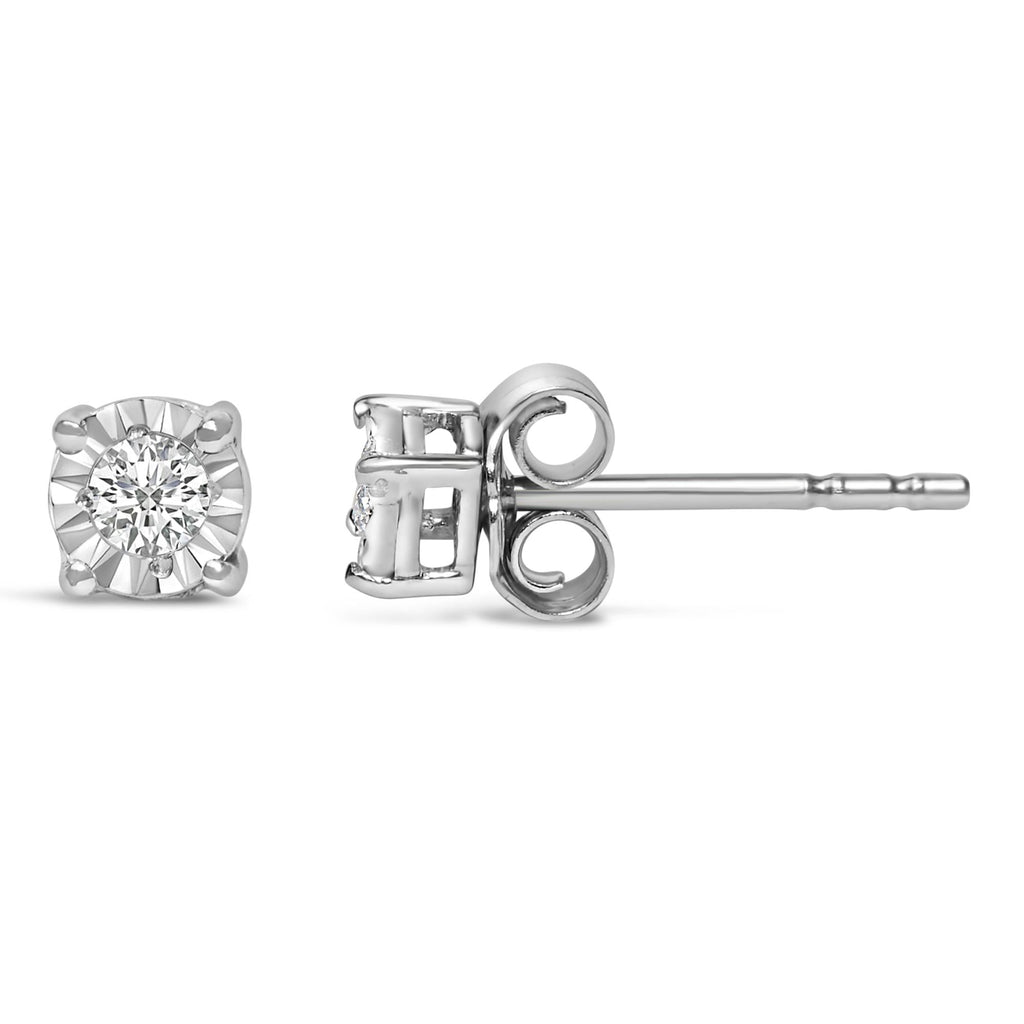 Aretes de plata de ley 925 con diamantes cultivados en laboratorio de talla brillante redonda de 1/10 quilates engastados milagros (color FG, claridad VS1-VS2) - Friggin Jewelry
