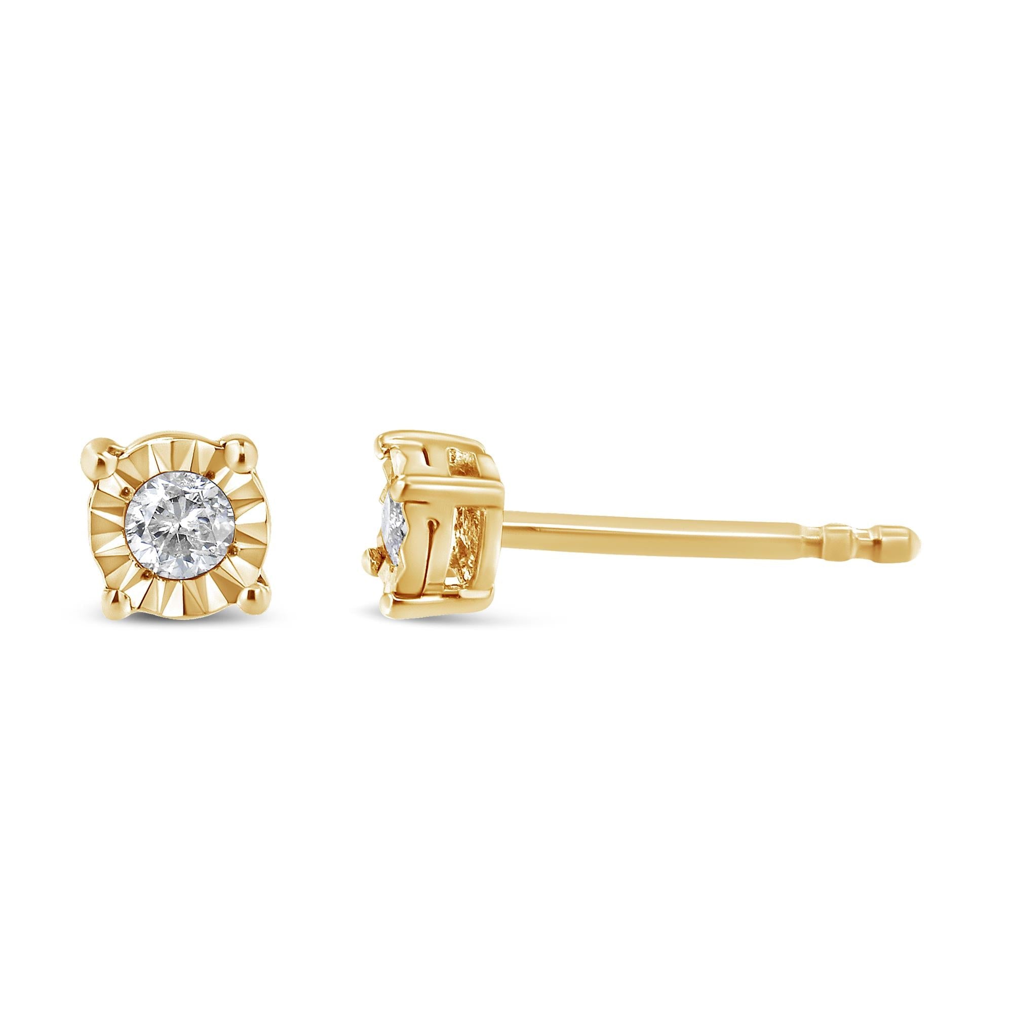 Orecchini a bottone in argento sterling 925 con diamanti taglio brillante rotondo da 1/10 ct - Friggin Jewelry