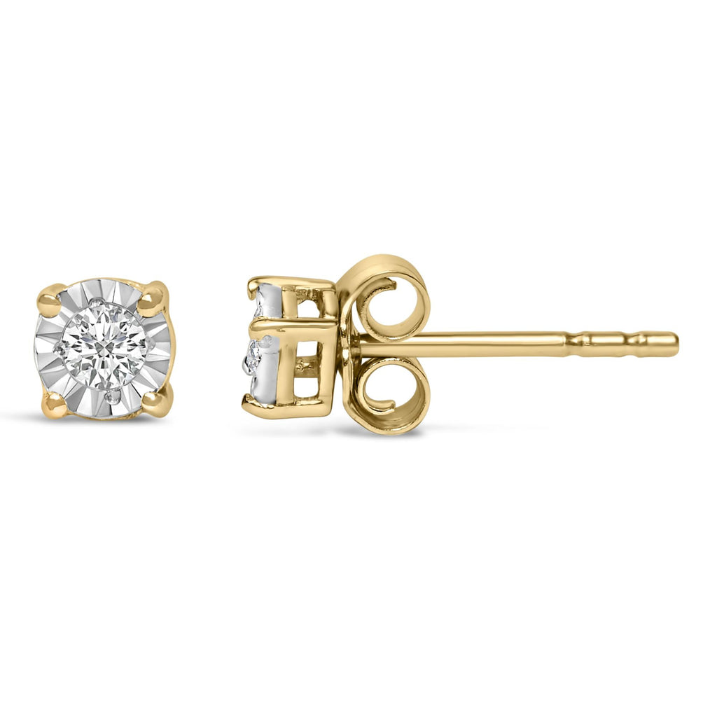 Aretes de plata de ley 925 con diamantes cultivados en laboratorio de talla brillante redonda de 1/10 quilates engastados milagros (color FG, claridad VS1-VS2) - Friggin Jewelry